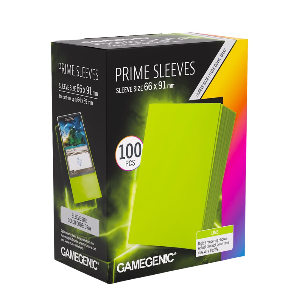 Gamegenic Game Supplies > Card Sleeves Prime Sleeves Lime 66x91 4251715419465 GGS10145ML