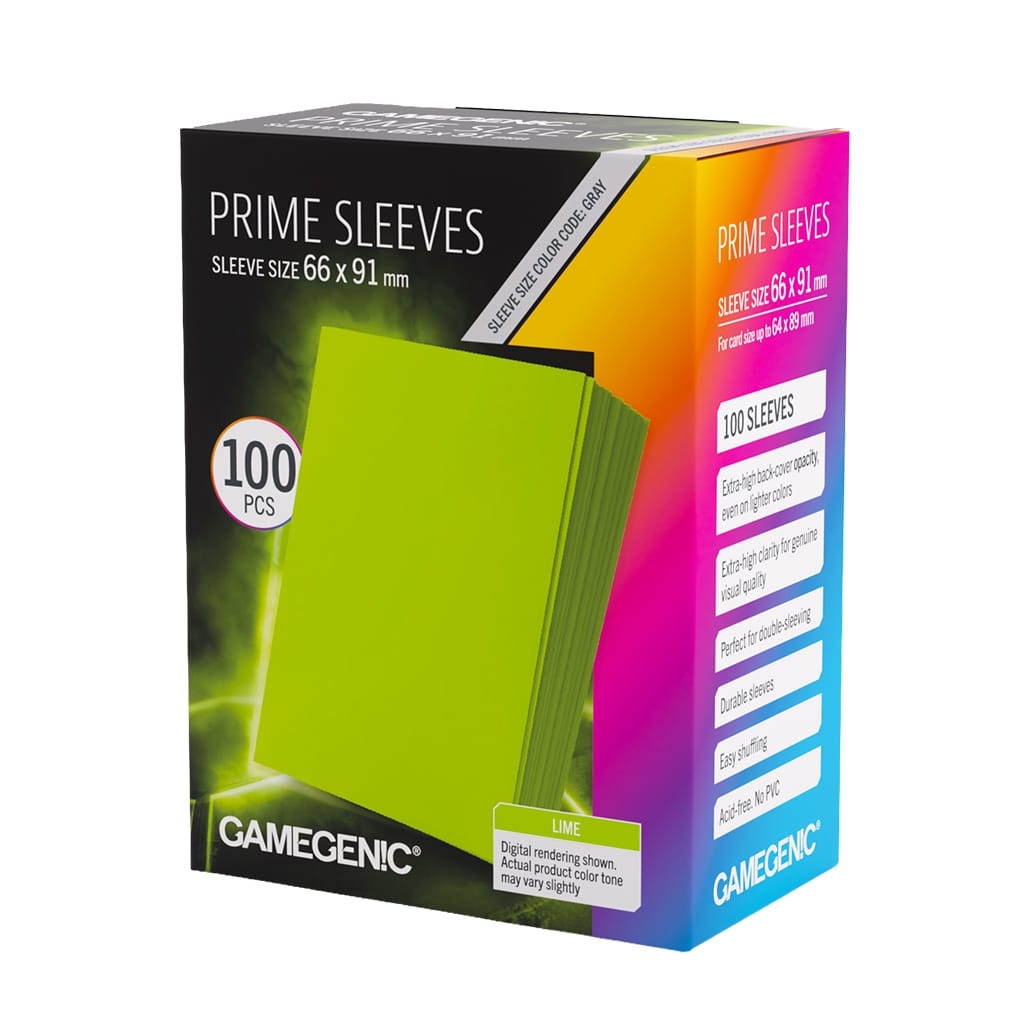 Gamegenic Game Supplies > Card Sleeves Prime Sleeves Lime 66x91 4251715419465 GGS10145ML