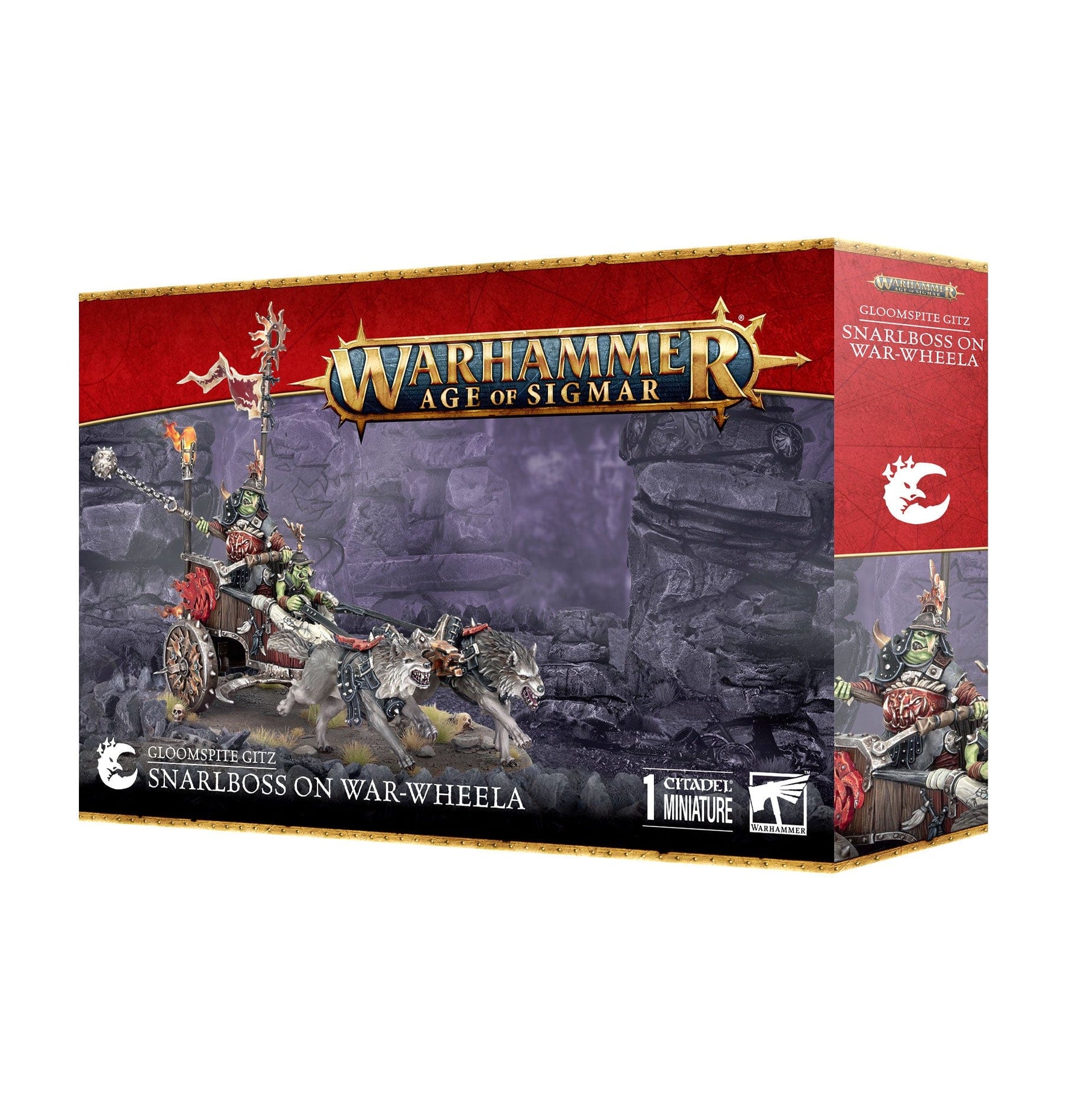 Games Workshop Games Workshop > Age of Sigmar Warhammer 40K - Gloomspite Gitz - Snarlboss on War-Wheela 5011921225781 89-91
