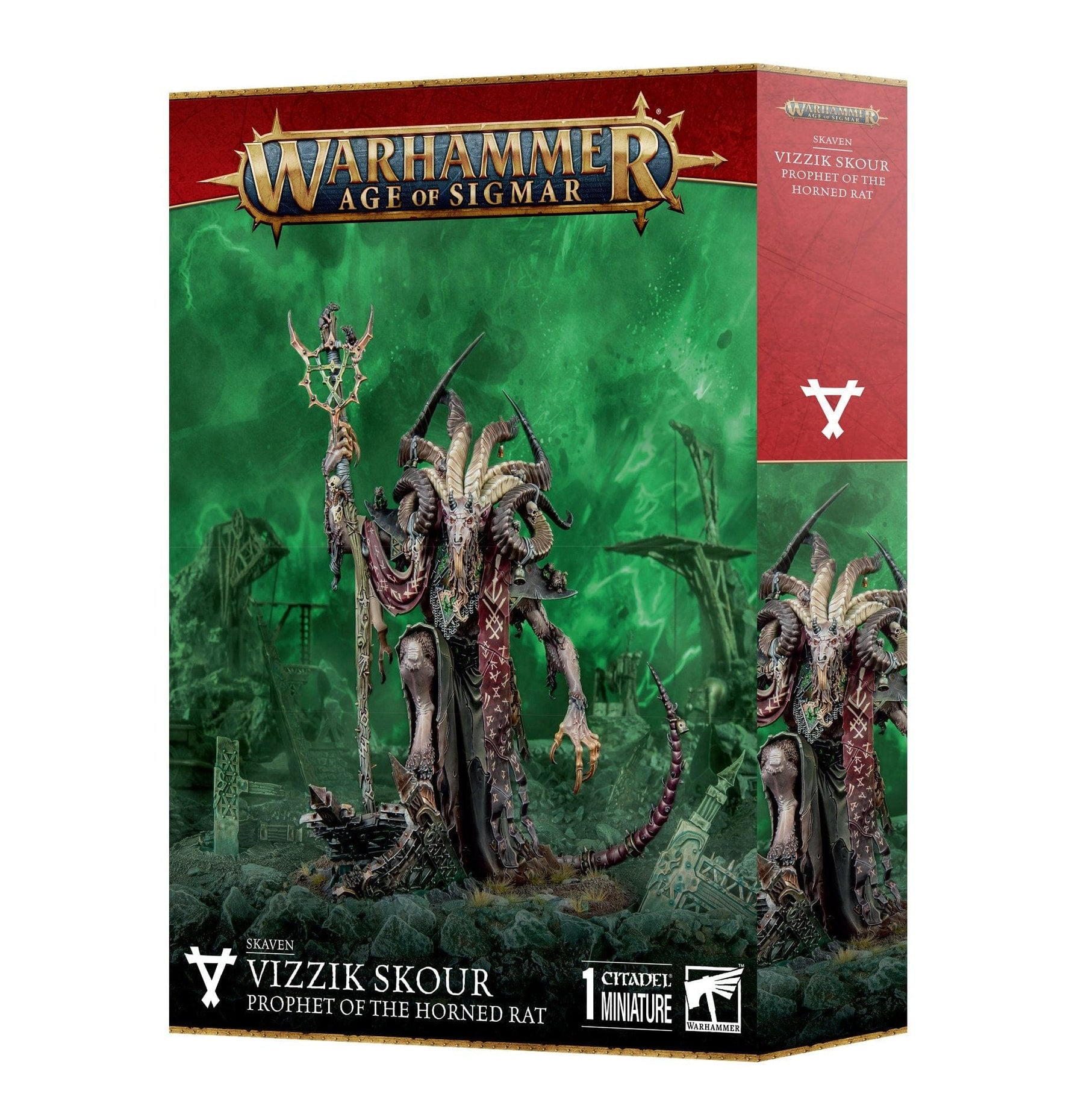 Games Workshop Games Workshop > Warhammer 40k Warhammer 40K - SKAVEN: VIZZIK SKOUR PROPHET HORNED RAT 5011921219001 90-20