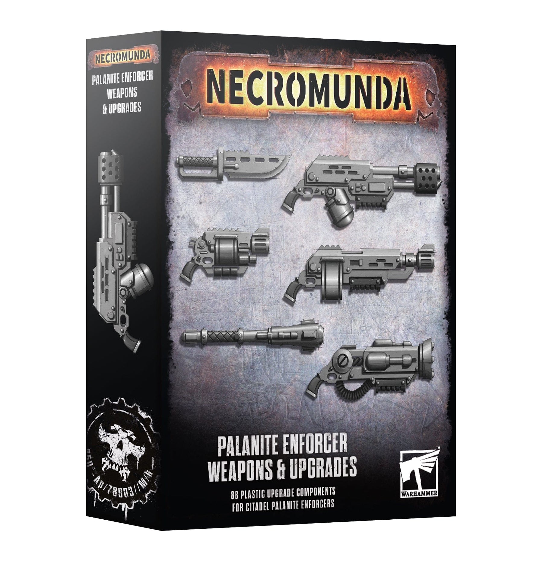 Games Workshop Tabletop Games > Games Workshop > Necromunda Warhammer - Necromunda Palanite Enforcer Weapons and Upgrades 5011921275175 301-58