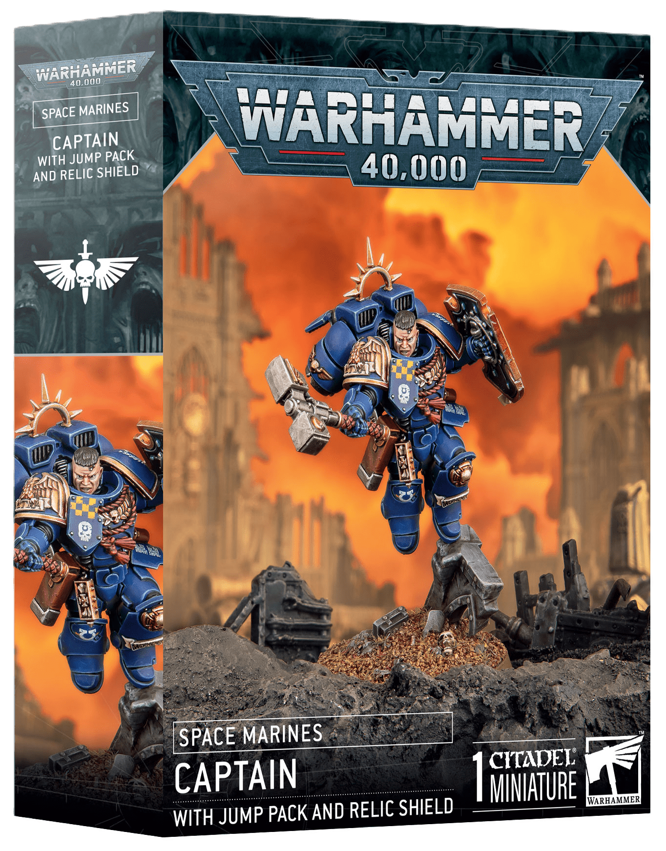 Games Workshop Tabletop Games > Games Workshop > Warhammer 40k > Space Marines Warhammer 40k - Space Marines: Captain with Jump Pack and Relic Shield 5011921265619 48-102