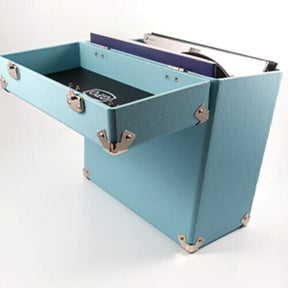 GPO Music > Music Supplies GPO Retro SWB18BLU 12" Vinyl Record Case 35 Count Capacity with Removable Lid - Blue 5060237570856 GPO70856