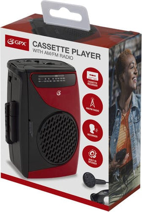 GPX Music > Audio Equipment GPX CAS337 Portable Cassette Player with AM/FM Radio/Voice Record (Red/Black) 047323173370 GPX73370