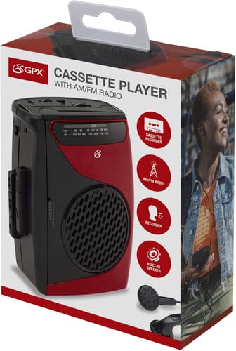GPX Music > Audio Equipment GPX CAS337 Portable Cassette Player with AM/FM Radio/Voice Record (Red/Black) 047323173370 GPX73370