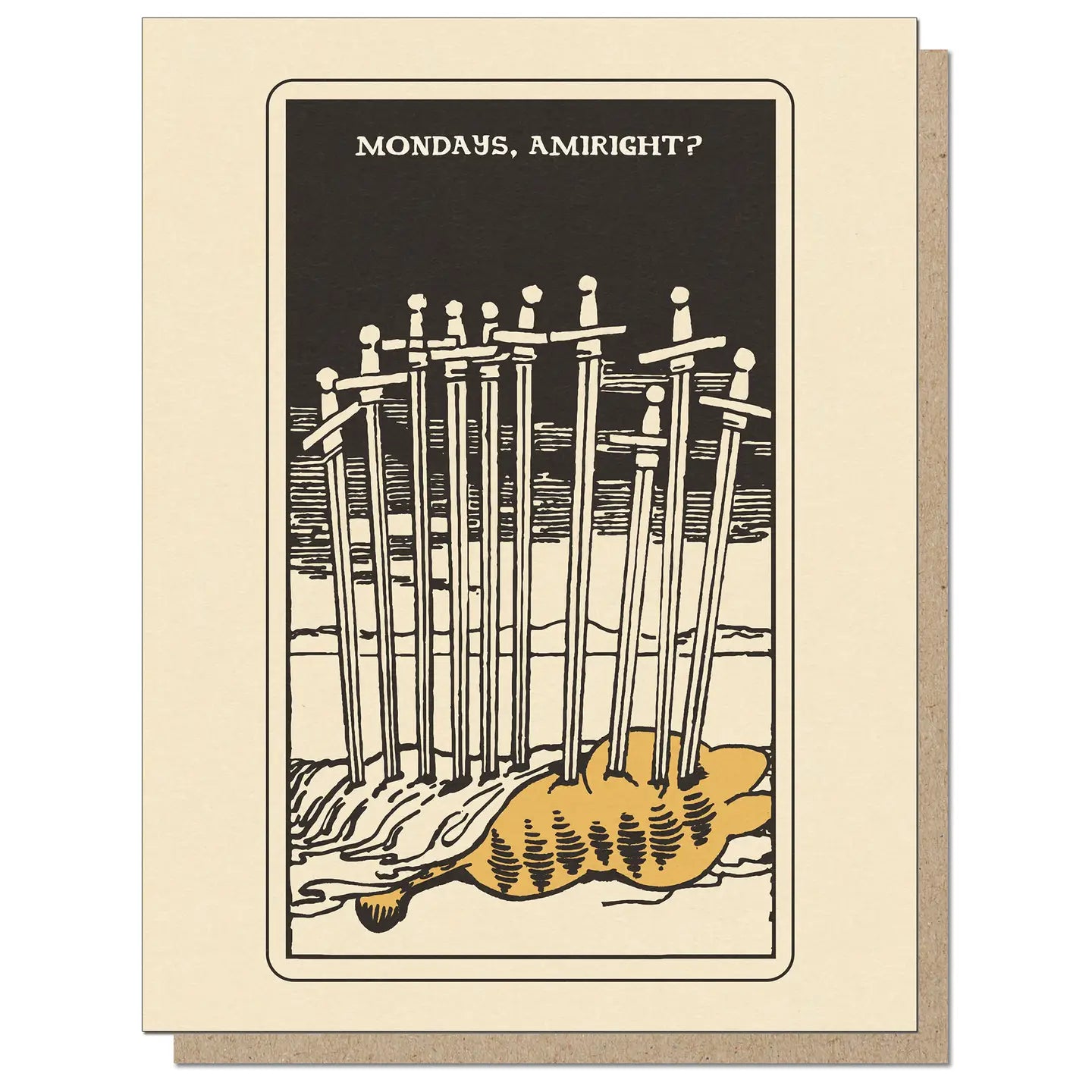 Guttersnipe Press Greetings Stationery > Greeting Cards Monday Swords Tarot Greeting Card 1146