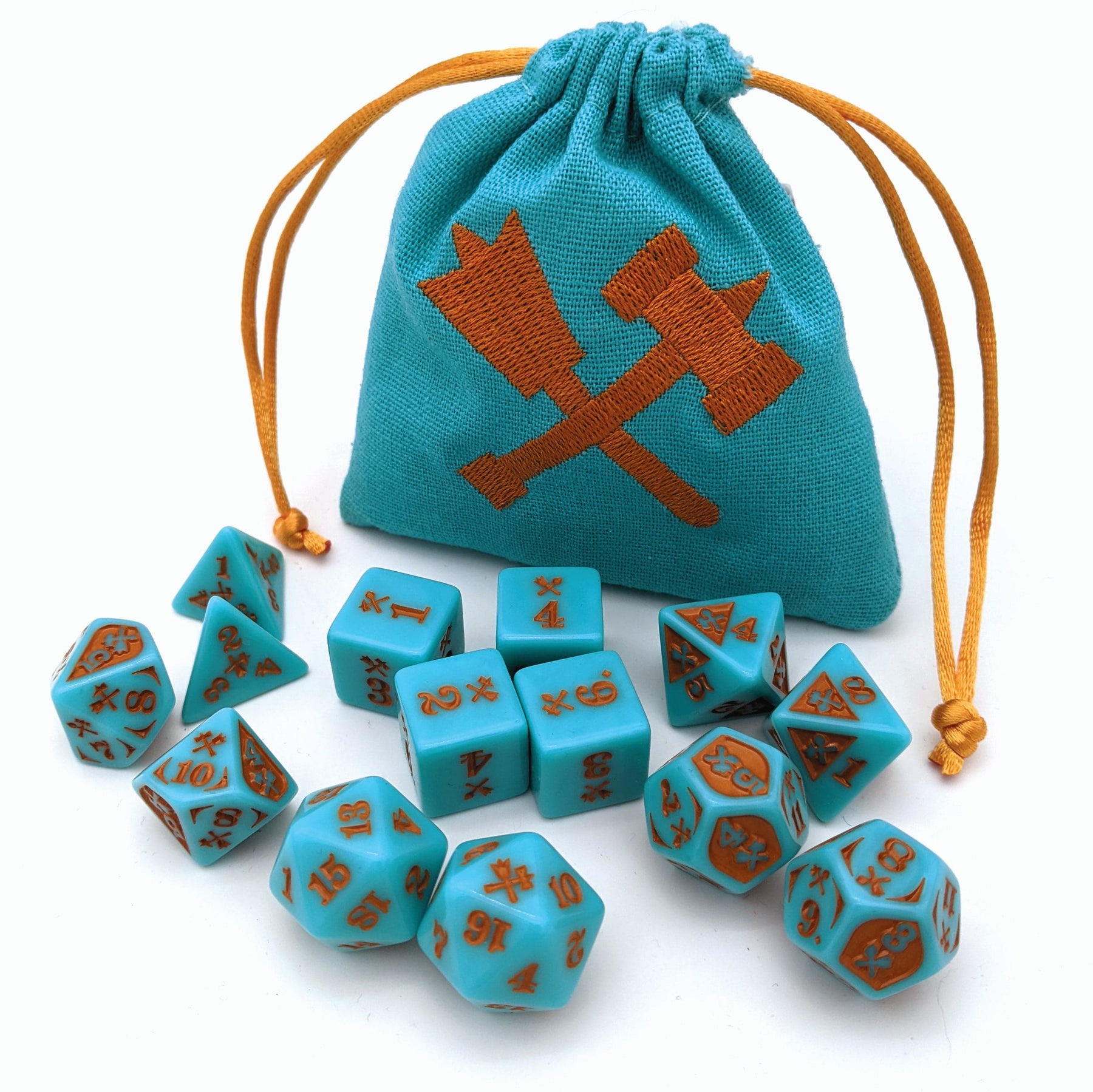 Gyld Dice > Other Dice Gyld: Bludgeoning Damage Dice - Acrylic, Teal/Copper 850048389410 GYD DDSET-214-ABLDG-TC