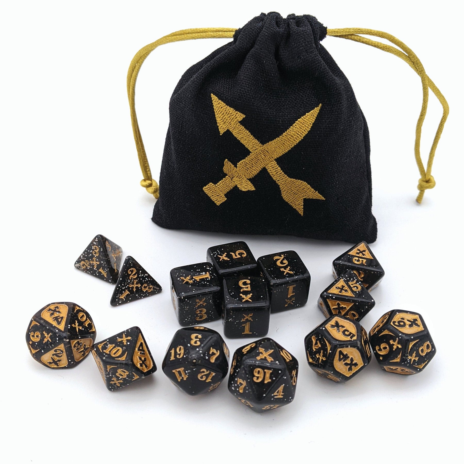 Gyld Dice > Other Dice Gyld: Piercing Damage Dice - Acrylic, Gold 850048389366 GYD DDSET-209-APRC-G