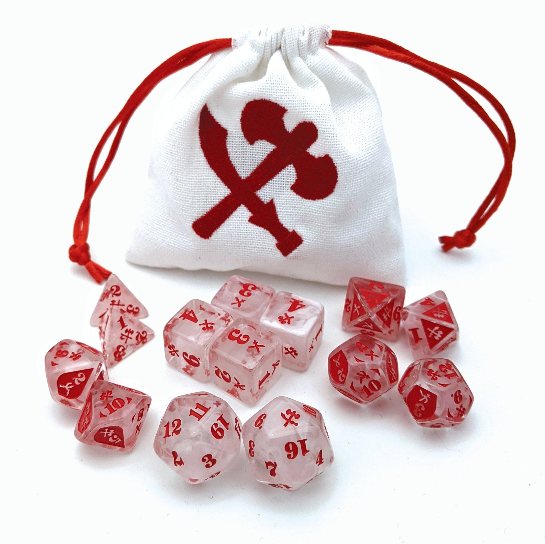 Gyld Dice > Other Dice Gyld: Slashing Damage Dice - Acrylic, Clear/Red 850048389359 GYD DDSET-208-ASLSH-WR