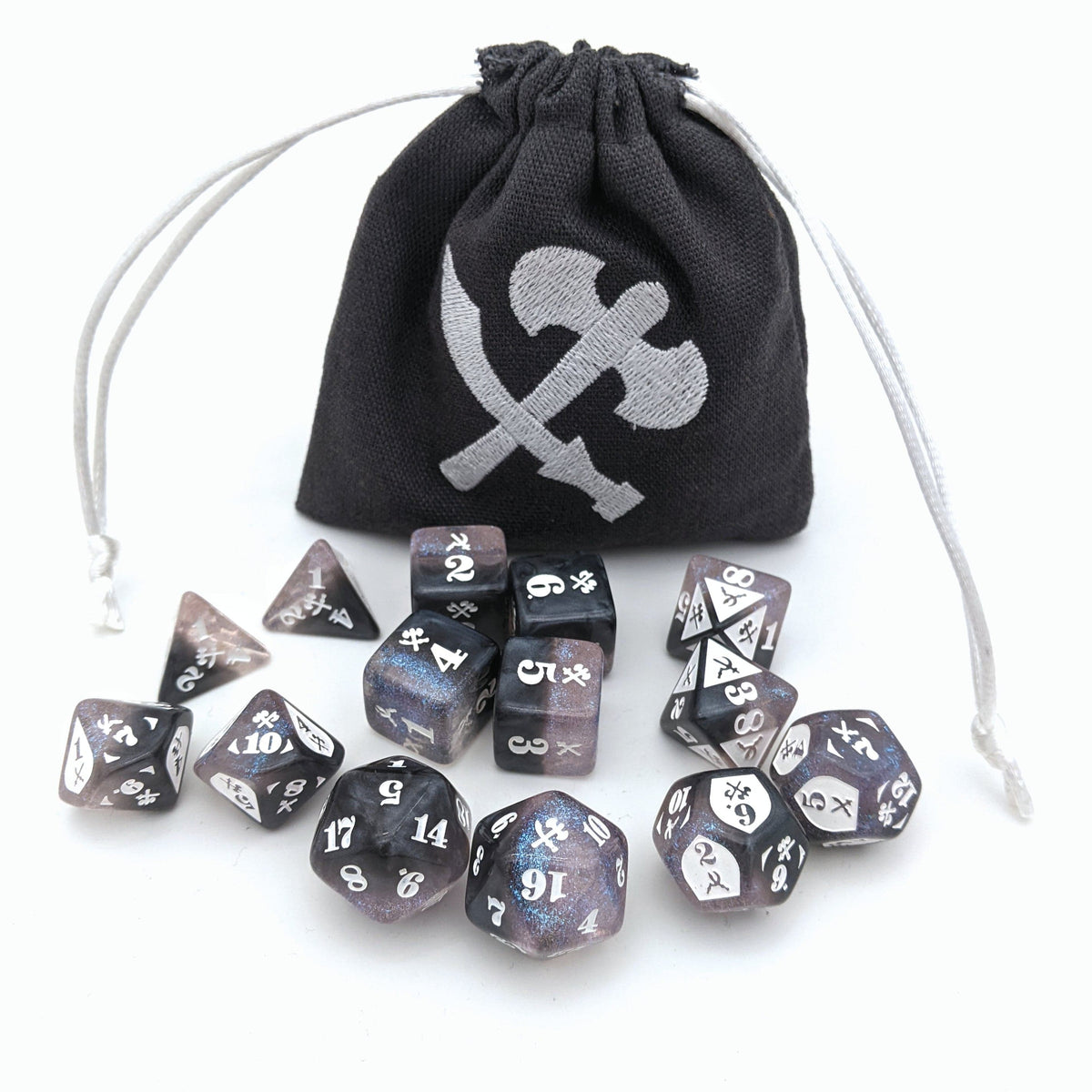 Gyld: Slashing Damage Dice - Acrylic, Glimmer/White