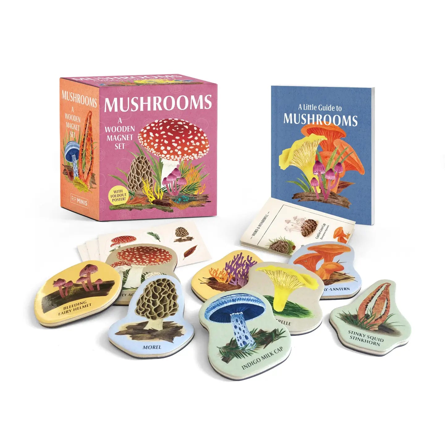 Hachette Book Group Toys > Art Toys Mushrooms: Wooden Magnet Set [Mini Kit] 9780762481378
