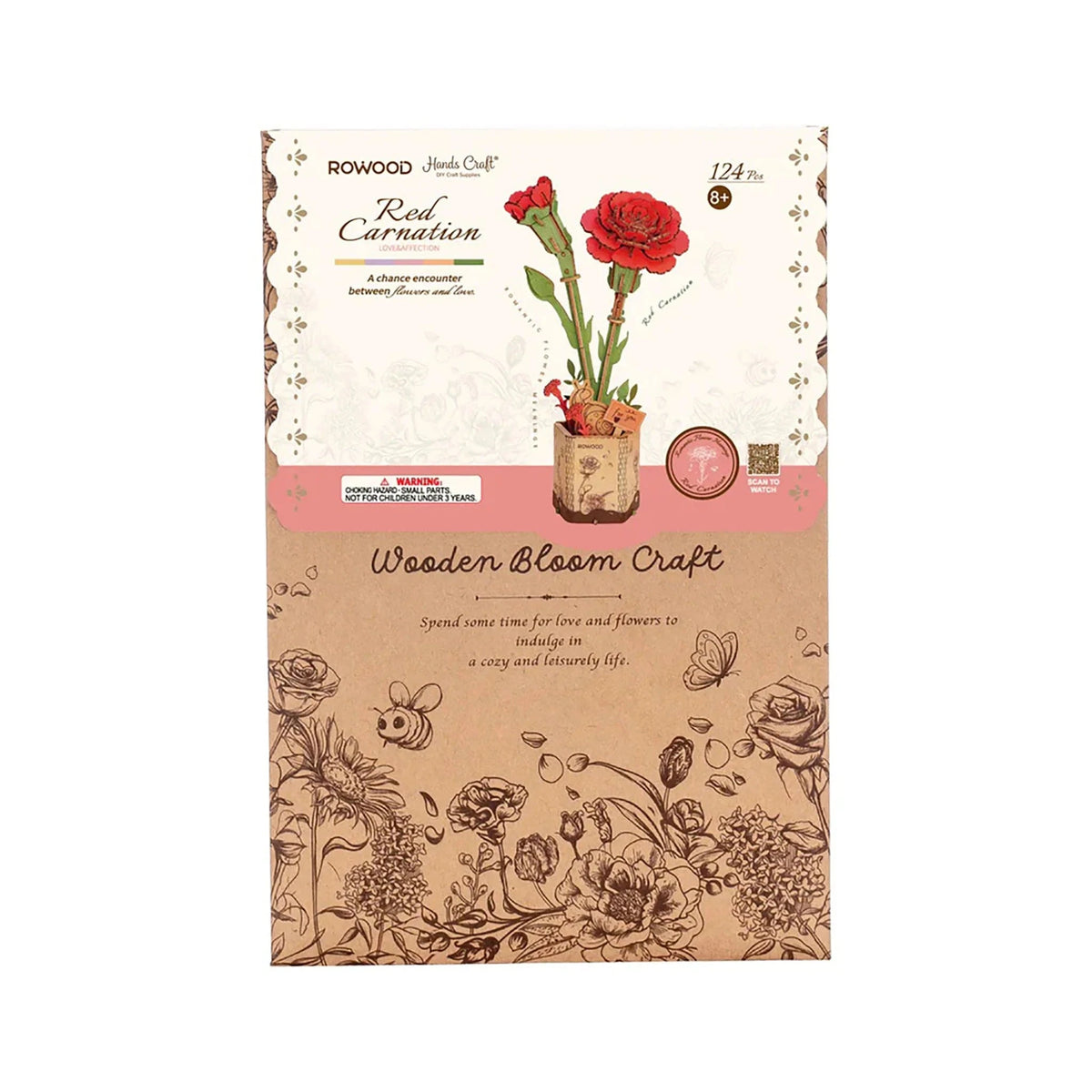 Hands Craft Model Kits > Other Model Kits 3D Wooden Flower Puzzle: Red Carnation 810101581526
