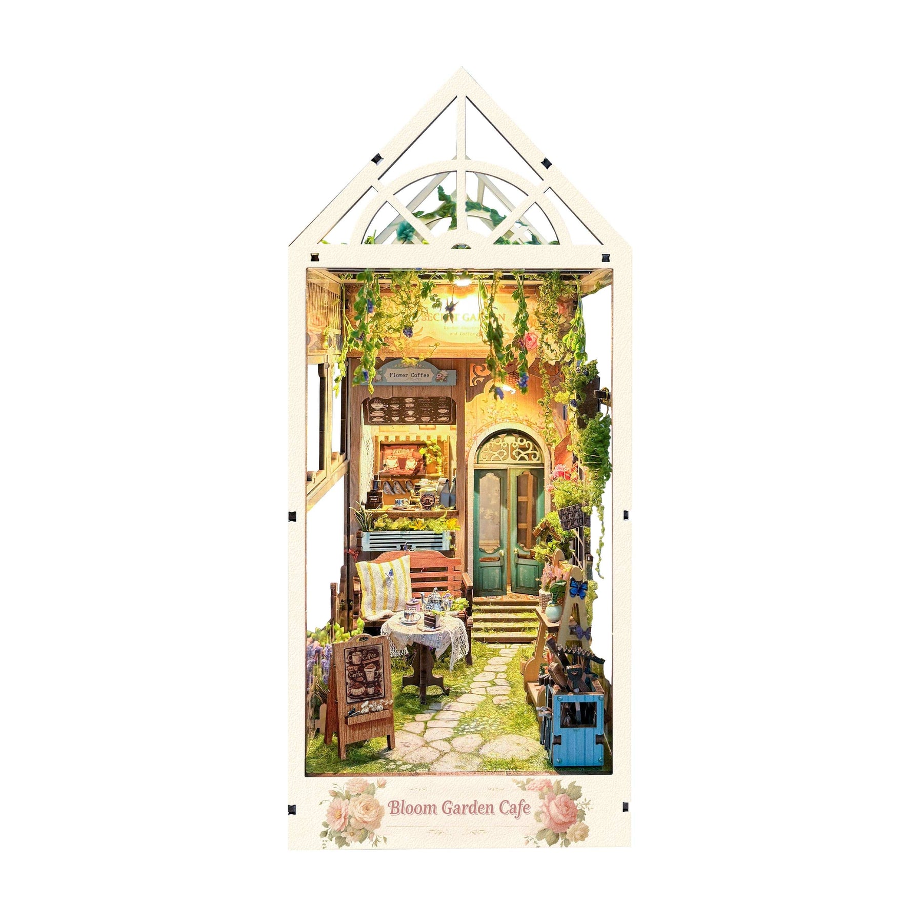 Hands Craft Model Kits > Other Model Kits DIY Book Nook Kit: Bloom Garden Café 810101583704 BNH104