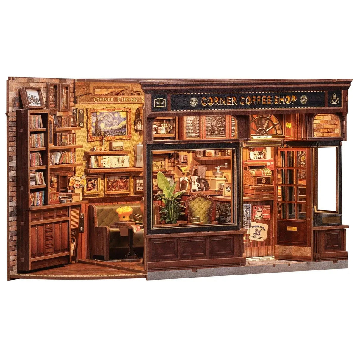 Hands Craft Model Kits > Other Model Kits Diy Book Nook Kit: Corner Coffee Shop 810101582233 HCB502