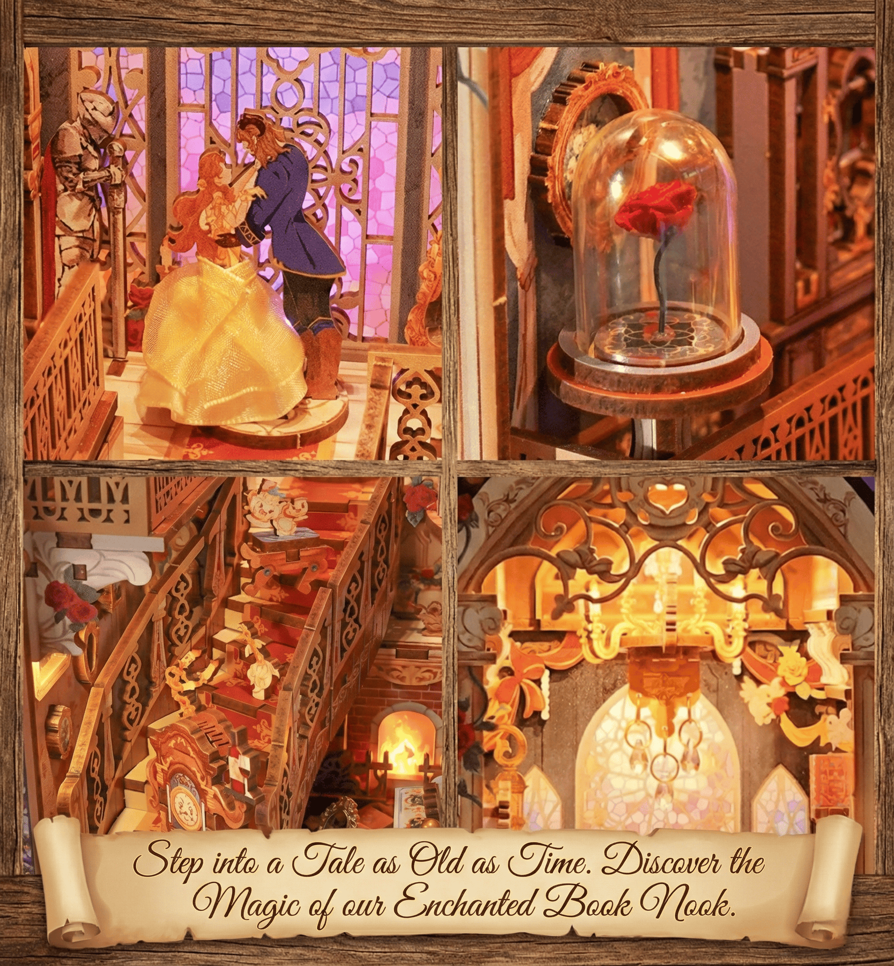 Hands Craft Model Kits > Other Model Kits DIY Book Nook Kit: Enchanted Rose w/ Dust Cover 810101583179 HTQ147