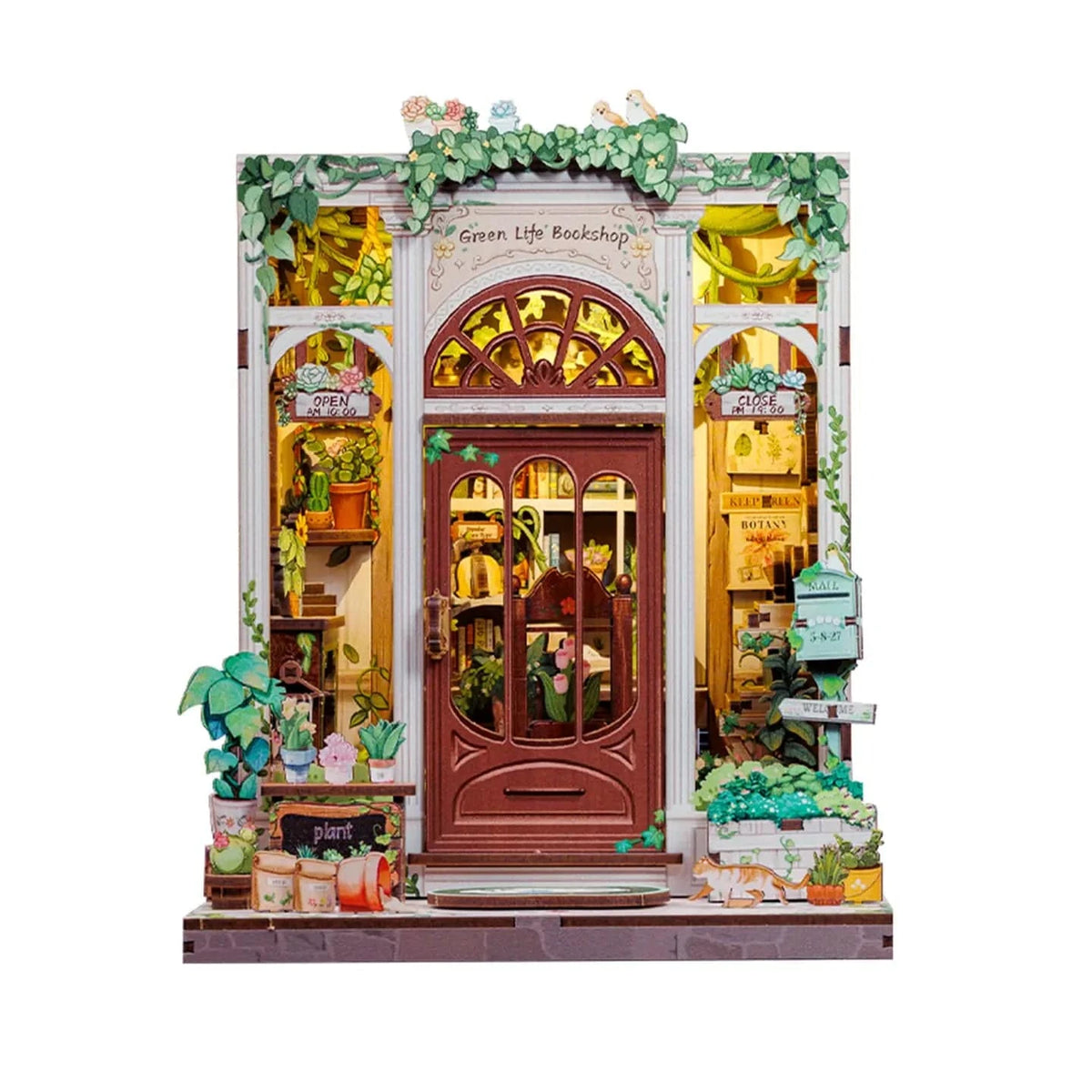 Hands Craft Model Kits > Other Model Kits Diy Book Nook Kit: Green Life Bookshop 810101582134 HCB401
