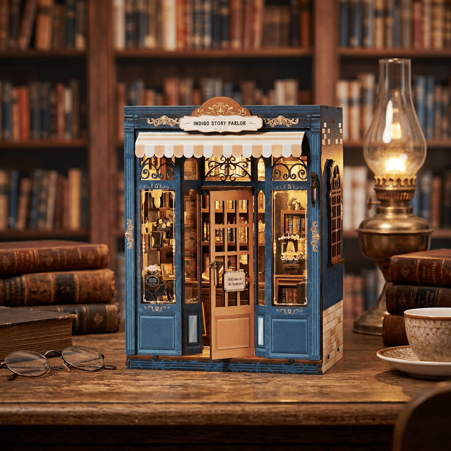 Hands Craft Model Kits > Other Model Kits DIY Book Nook Kit: Indigo Story Parlor 810101583629 BNH402
