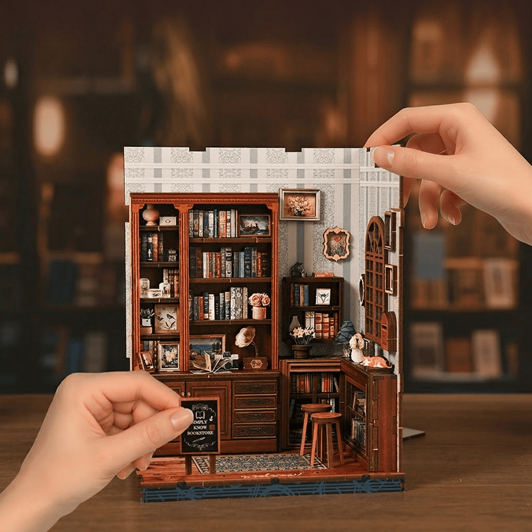 Hands Craft Model Kits > Other Model Kits DIY Book Nook Kit: Indigo Story Parlor 810101583629 BNH402