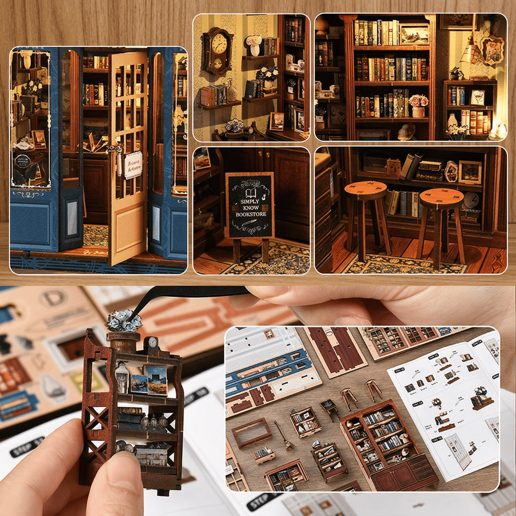 Hands Craft Model Kits > Other Model Kits DIY Book Nook Kit: Indigo Story Parlor 810101583629 BNH402
