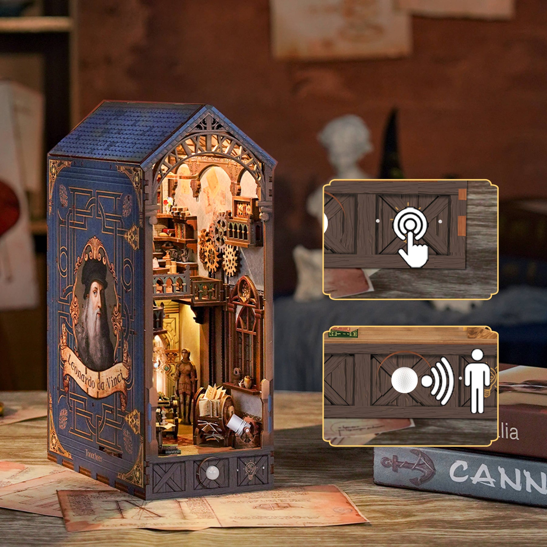 Hands Craft Model Kits > Other Model Kits DIY Book Nook Kit: Leonardo da Vinci w/ Dust Cover 810101582769 HTQ135