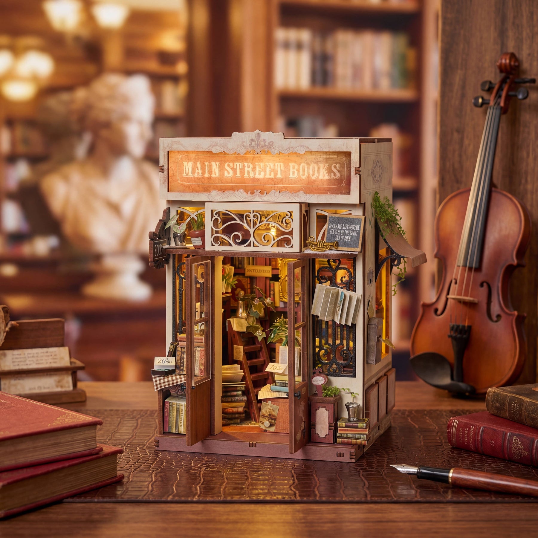 Hands Craft Model Kits > Other Model Kits DIY Book Nook Kit: Main Street Books 810101583346 MIN206