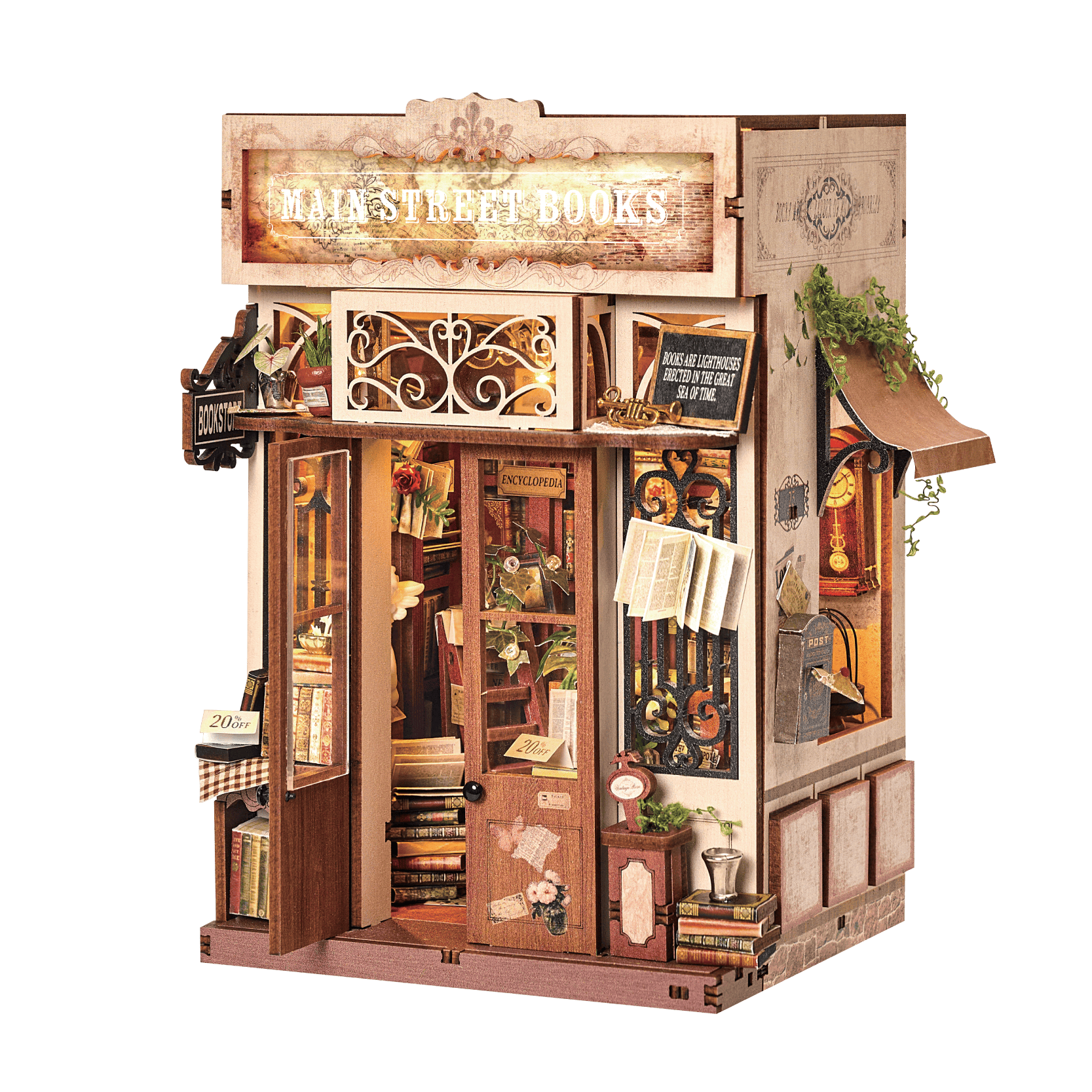 Hands Craft Model Kits > Other Model Kits DIY Book Nook Kit: Main Street Books 810101583346 MIN206