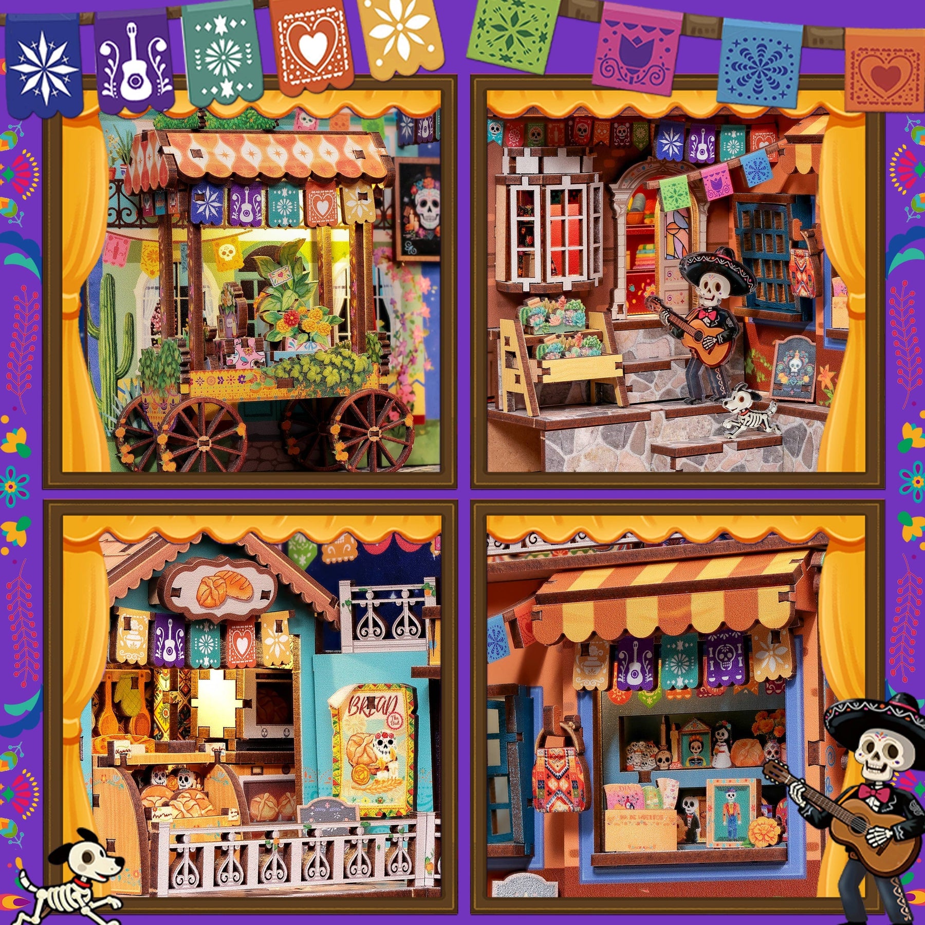 Hands Craft Model Kits > Other Model Kits DIY Book Nook Kit: Plaza de los Muertos 810101584084 HCB110