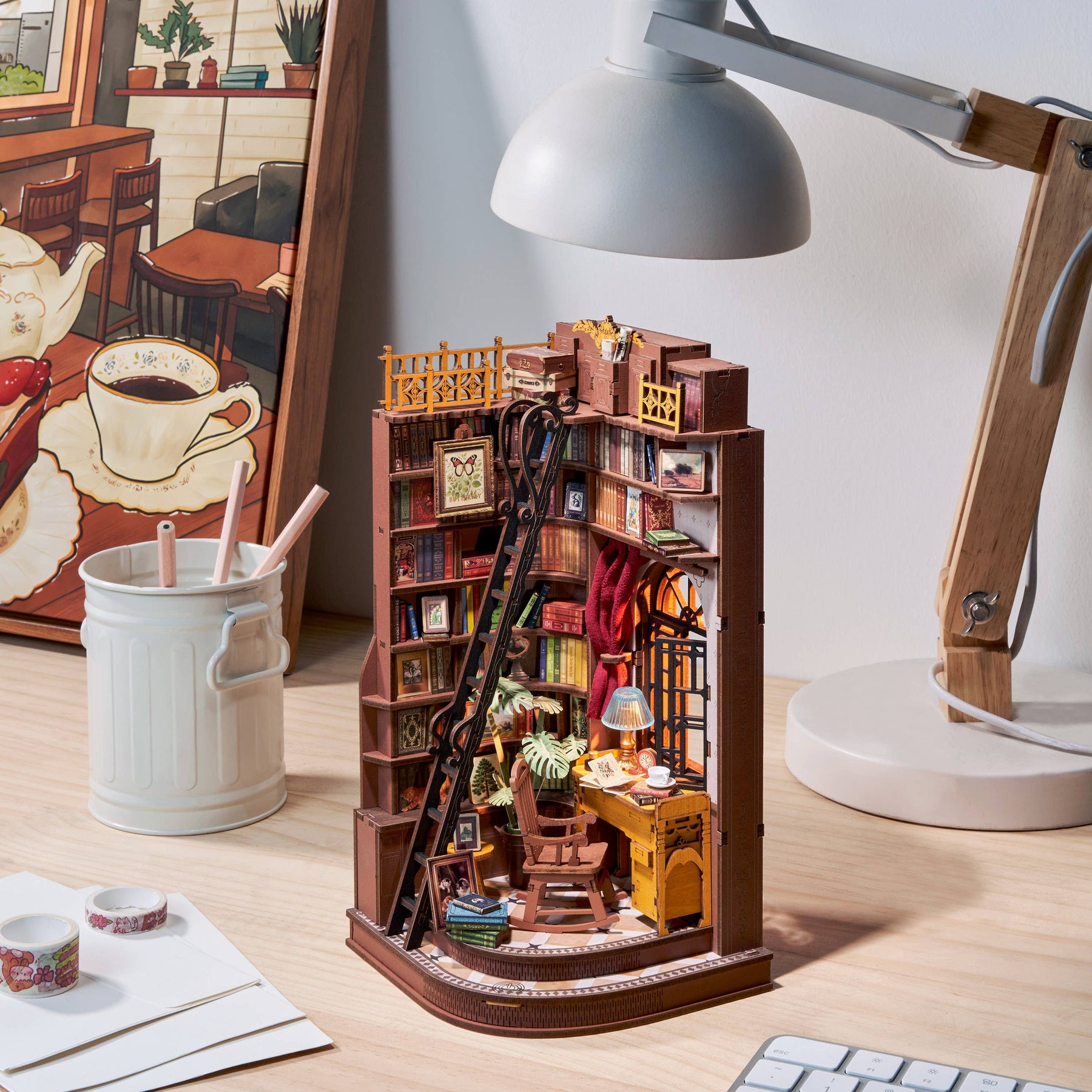 Hands Craft Model Kits > Other Model Kits DIY Book Nook Kit: Silent Corner Study 810101582271 TGE02