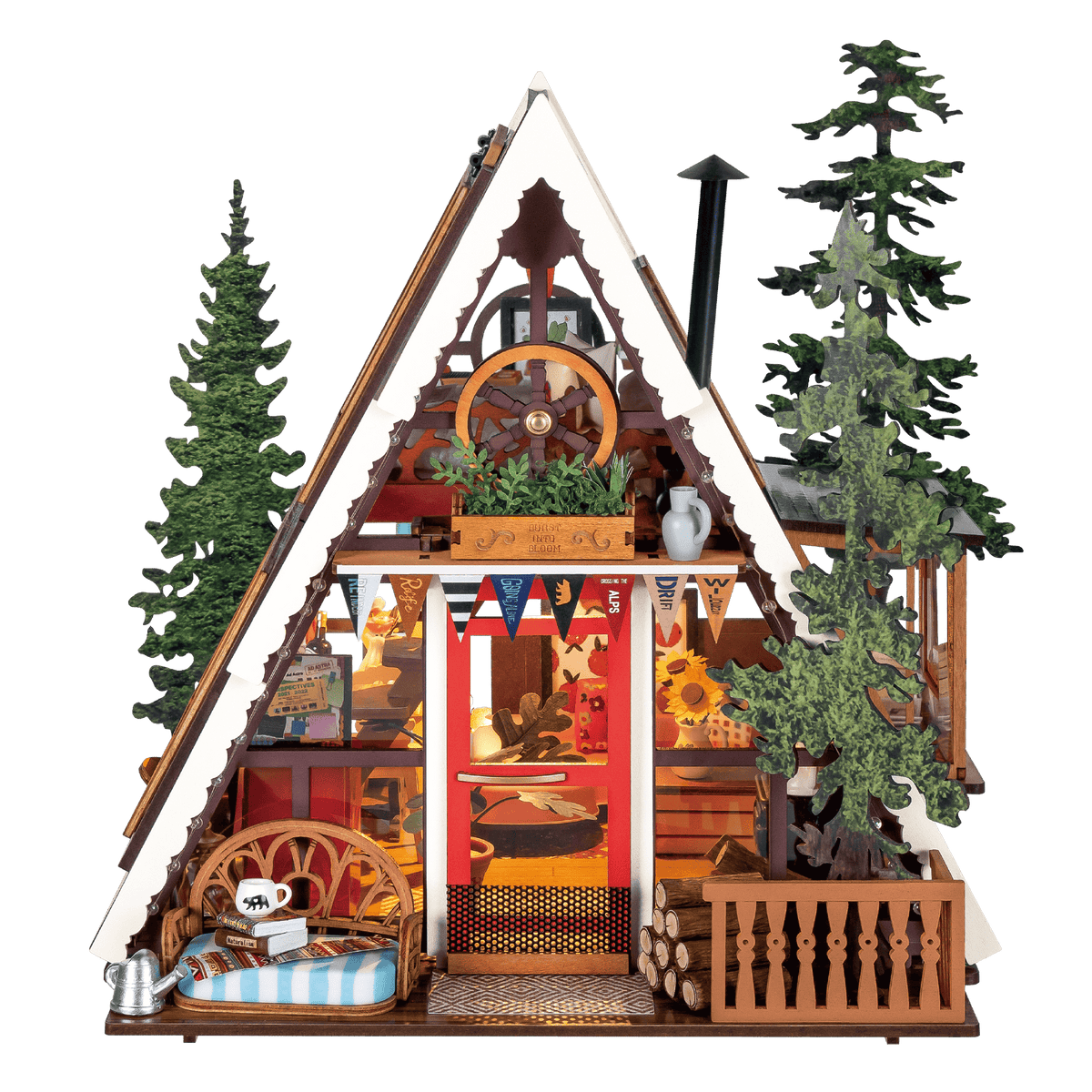 Hands Craft Model Kits > Other Model Kits DIY Miniature House Kit: A-Frame Cabin 810101583452 DG181