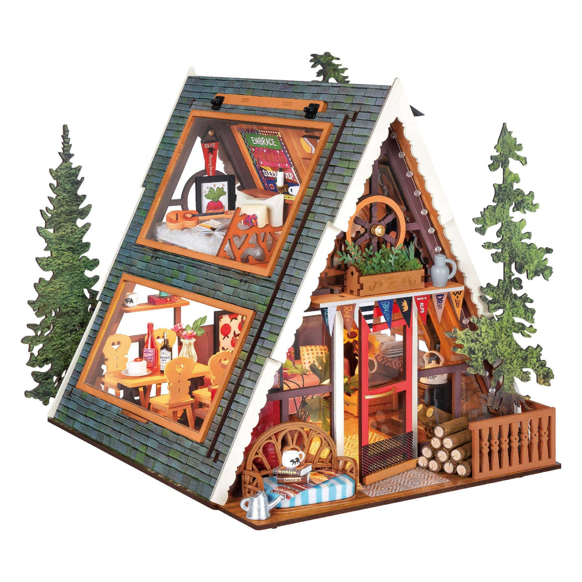 Hands Craft Model Kits > Other Model Kits DIY Miniature House Kit: A-Frame Cabin 810101583452 DG181