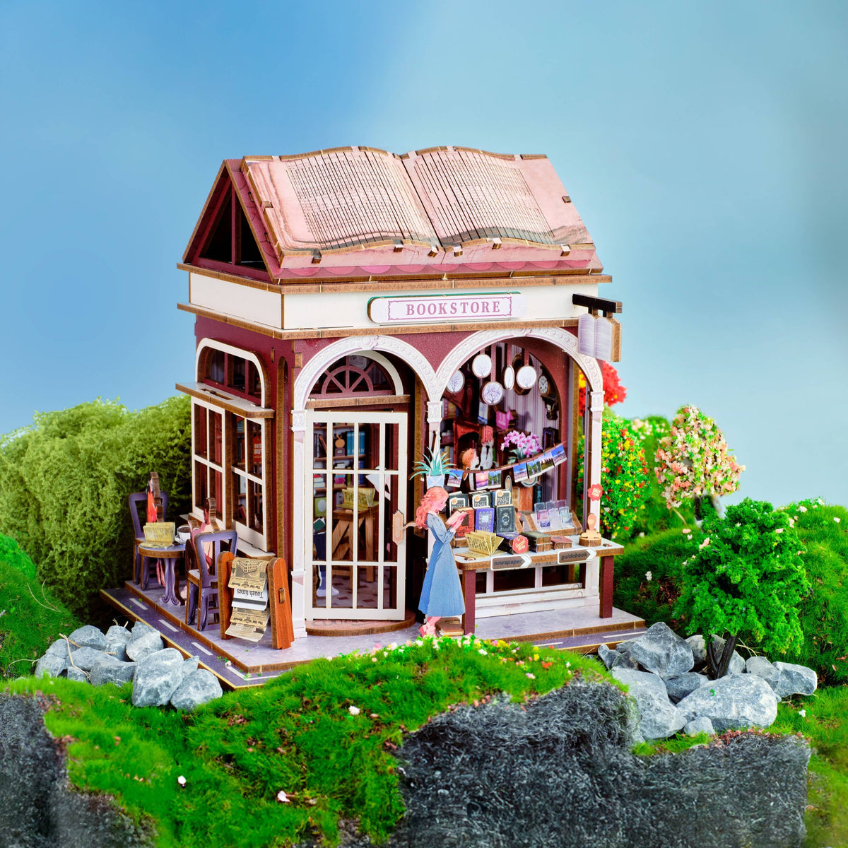 Hands Craft Model Kits > Other Model Kits DIY Miniature House Kit: Bookstore 810101582547 WPZ2003