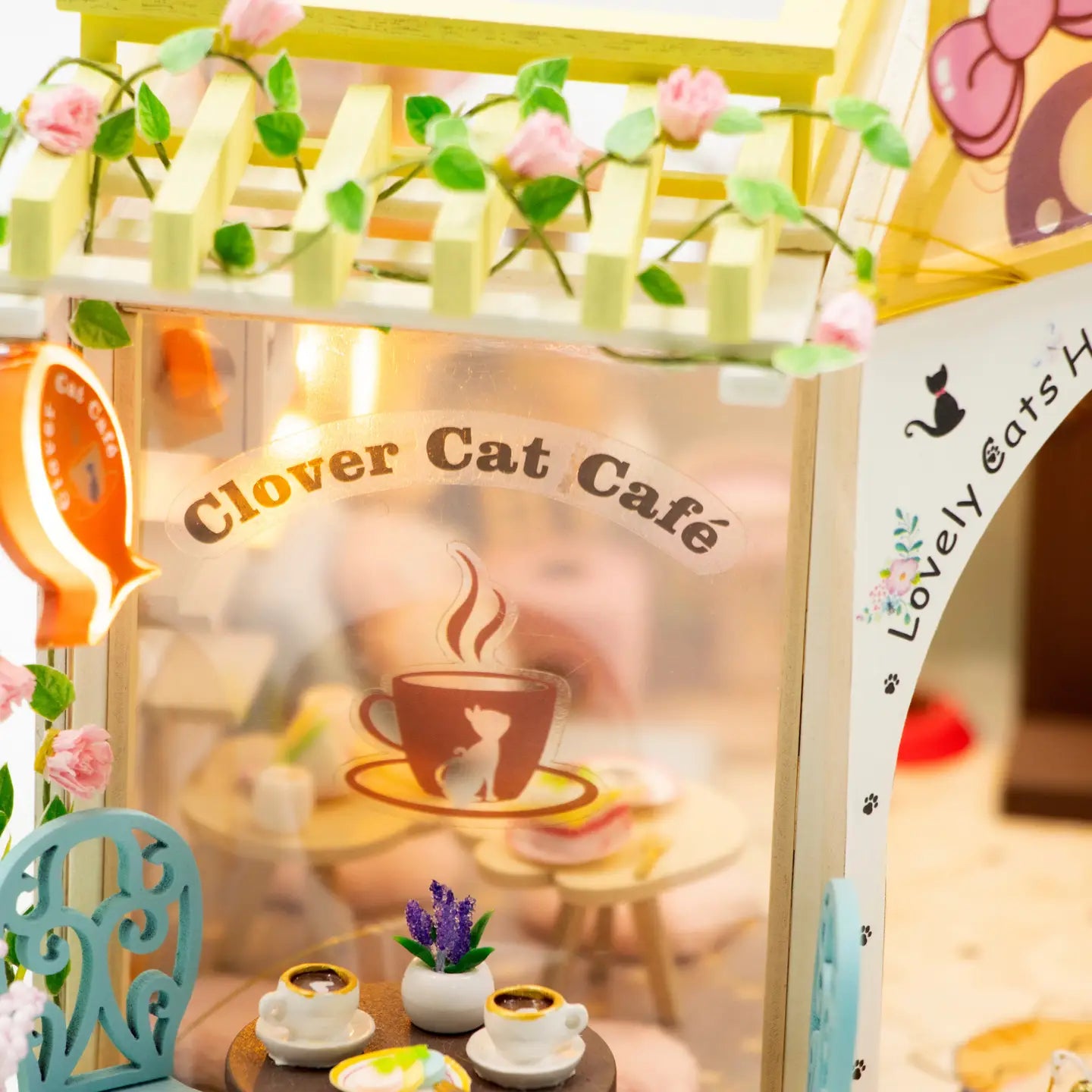 Hands Craft Model Kits > Other Model Kits DIY Miniature House Kit: Clover Cat Café 810101584251 MIN113