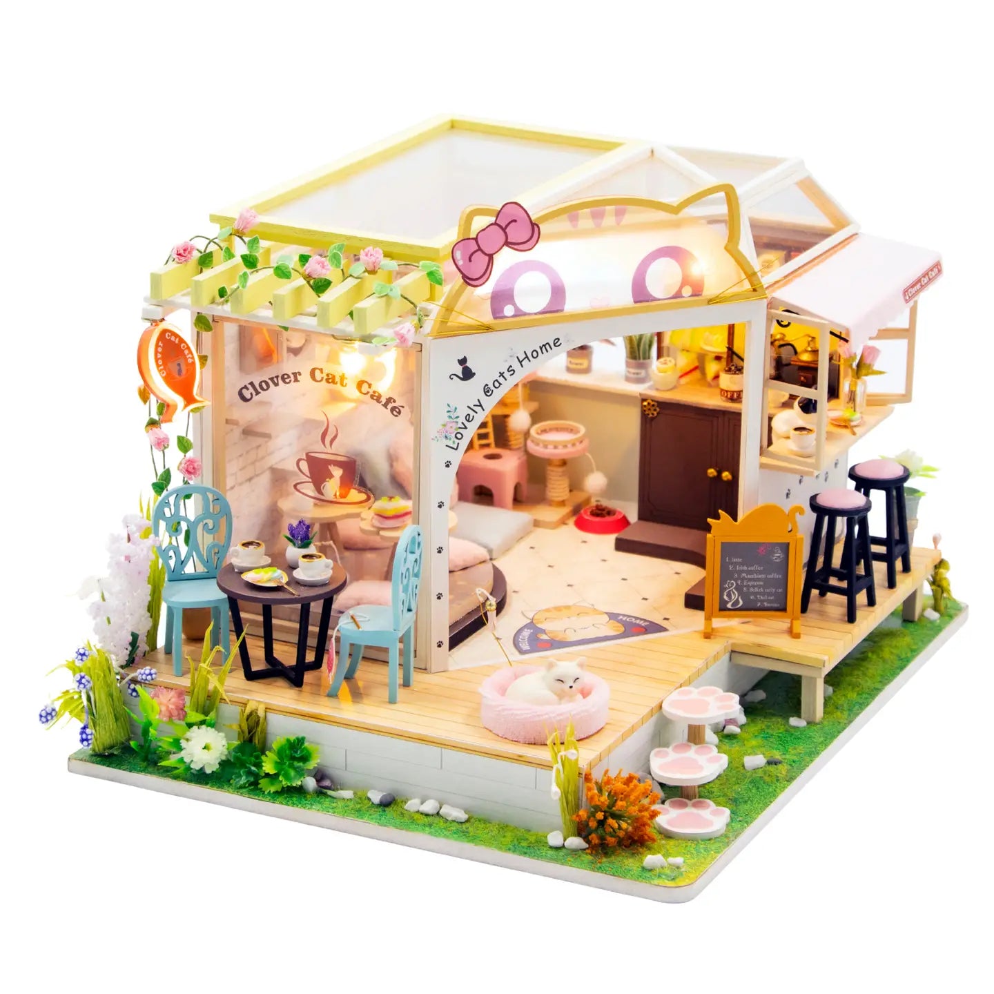 Hands Craft Model Kits > Other Model Kits DIY Miniature House Kit: Clover Cat Café 810101584251 MIN113