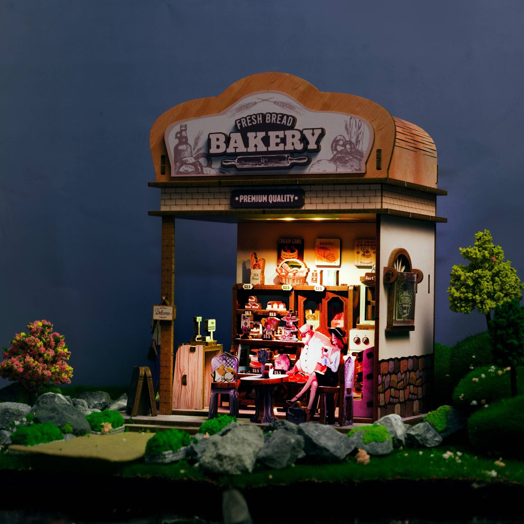 Hands Craft Model Kits > Other Model Kits DIY Miniature House Kit: Fresh Bakery 810101582530 WPZ2002