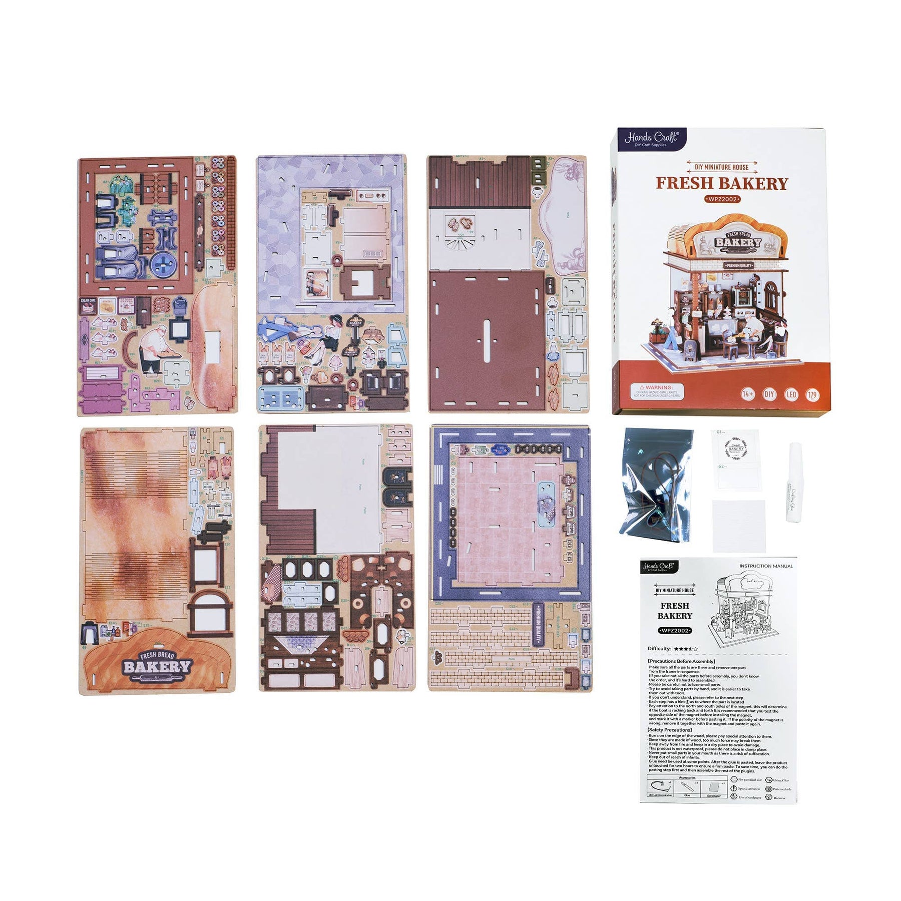 Hands Craft Model Kits > Other Model Kits DIY Miniature House Kit: Fresh Bakery 810101582530 WPZ2002