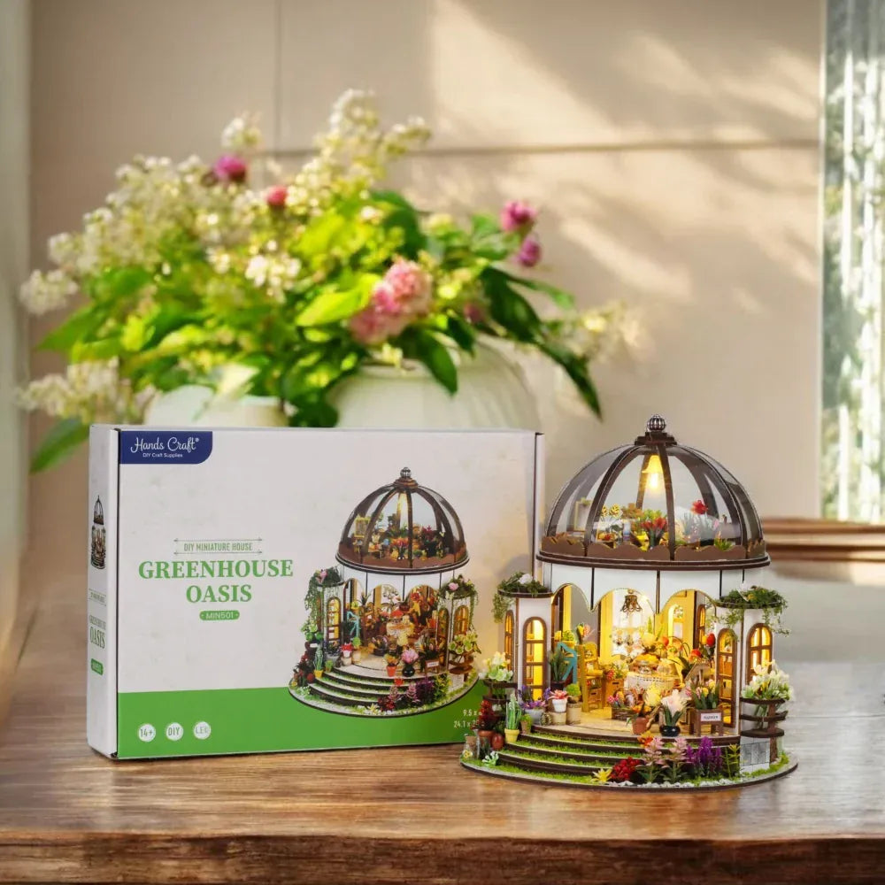 Hands Craft Model Kits > Other Model Kits Diy Miniature House Kit: Greenhouse Oasis 810101582844 MIN501