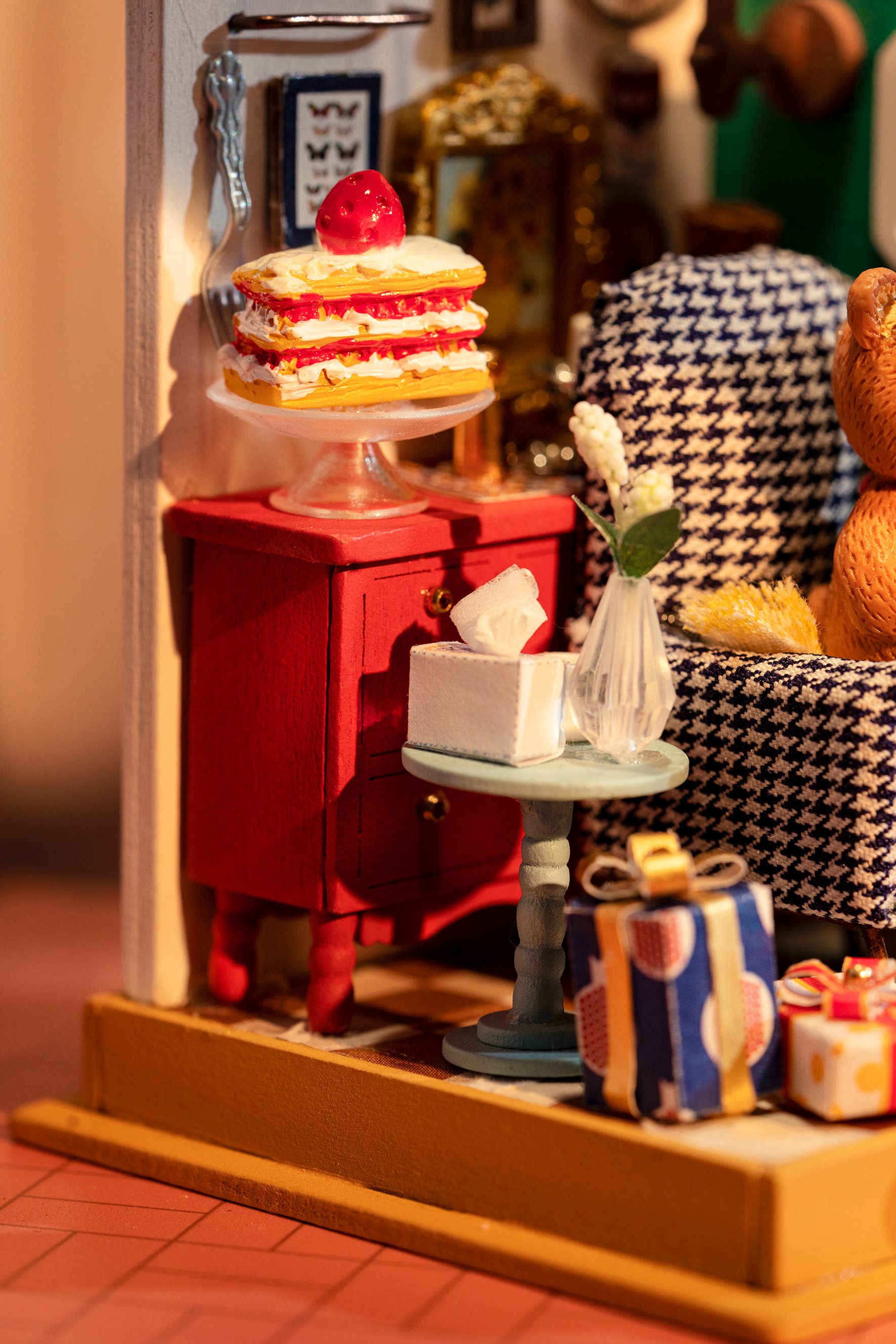 Hands Craft Model Kits > Other Model Kits DIY Miniature House Kit: Holiday Living Room 810101580710 DS028