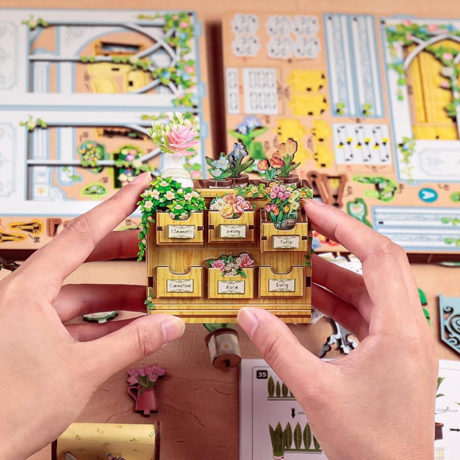 Hands Craft Model Kits > Other Model Kits DIY Miniature House Kit: Windsor Flower House 810101583360 HCB408