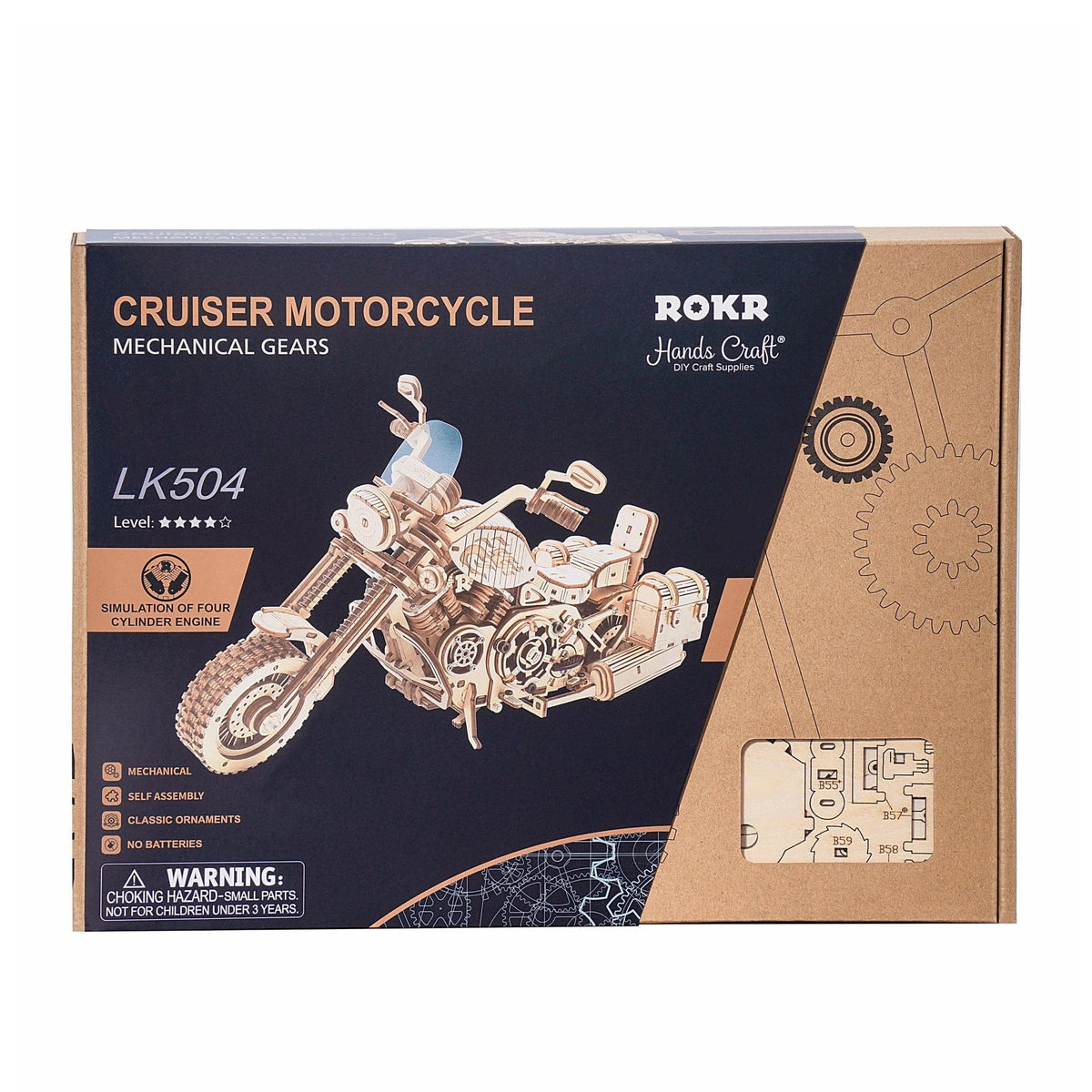 Hands Craft Model Kits > Other Model Kits Diy Wooden Puzzle: Cruiser Motorcycle 850026738544 LK504