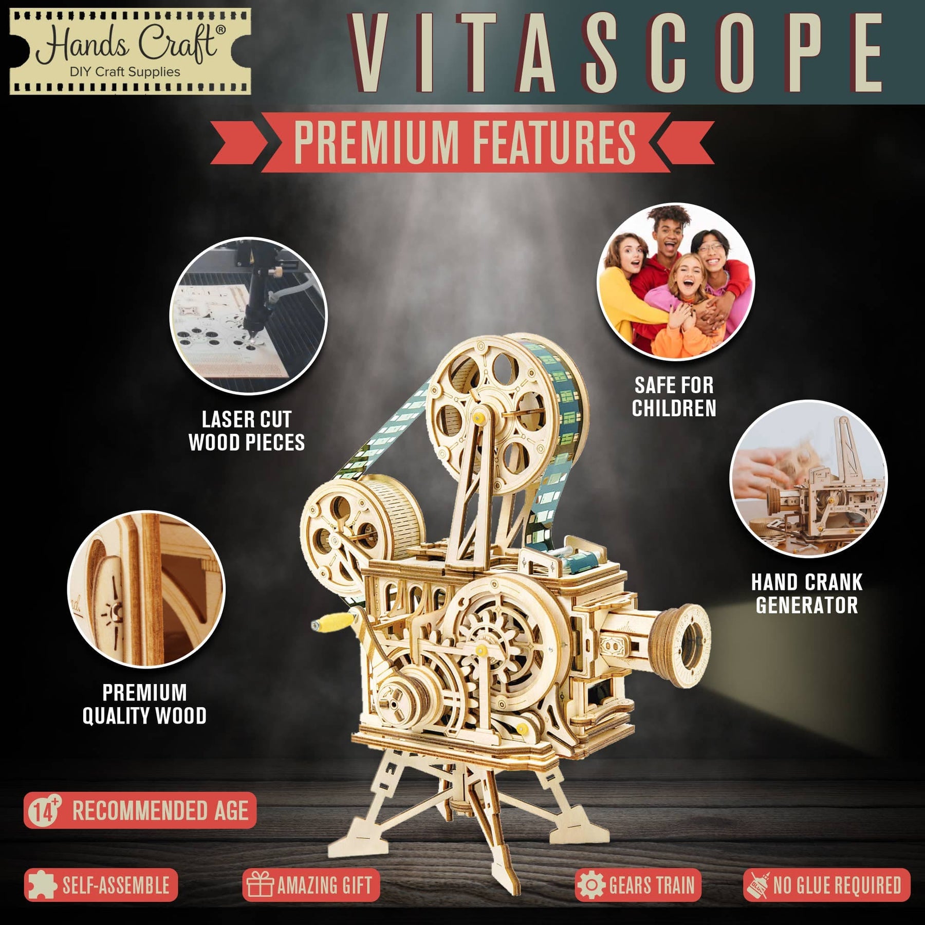 Hands Craft Model Kits > Other Model Kits DIY Wooden Puzzle: Vitascope 850005994275 LK601