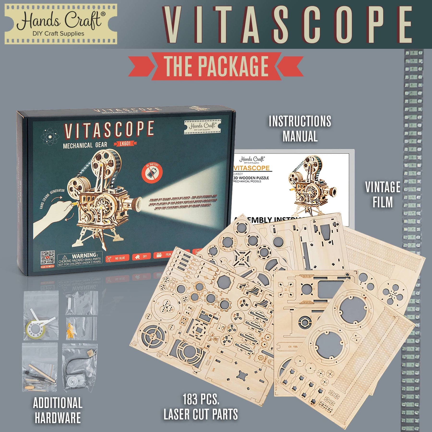 Hands Craft Model Kits > Other Model Kits DIY Wooden Puzzle: Vitascope 850005994275 LK601