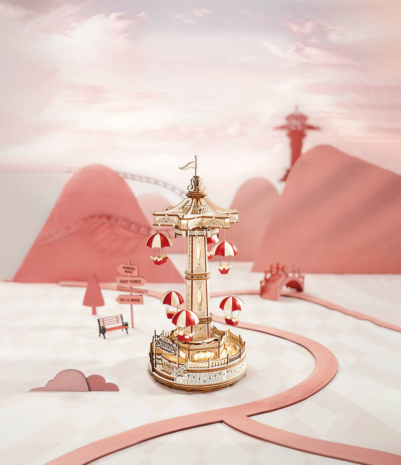 Hands Craft Model Kits > Other Model Kits Electro-Mechanical Wooden Puzzle: Parachute Tower 810101580420 EA01