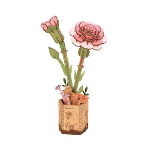 Hands Craft Model Kits > Other Model Kits Pink Carnation Rowood Diy Wooden Flower 3D Puzzles 6946785119268 TW051