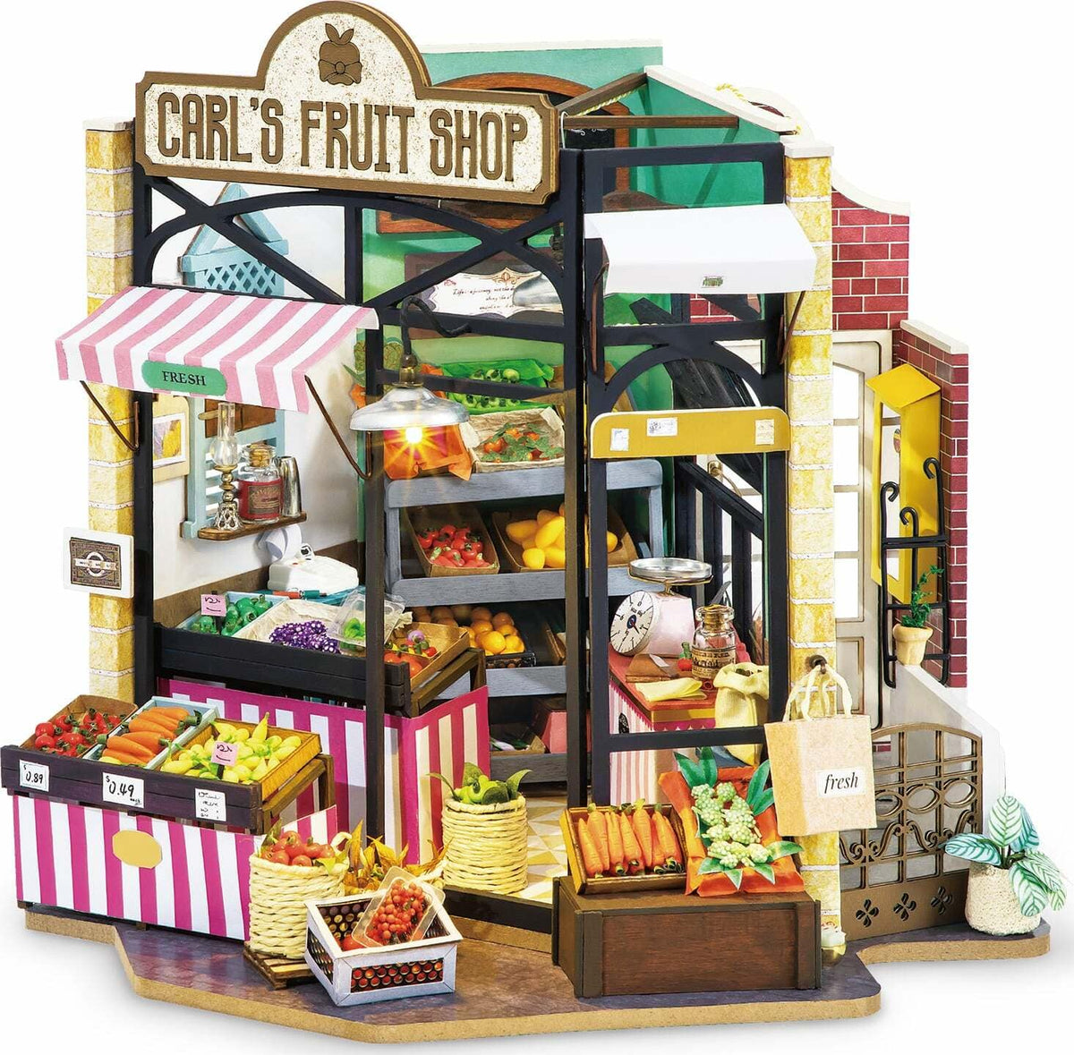 Hands Craft Puzzles > 3D Puzzles Hands Craft: DIY Miniature House Kit - Carl's Fruit Shop 850005994831 DG142
