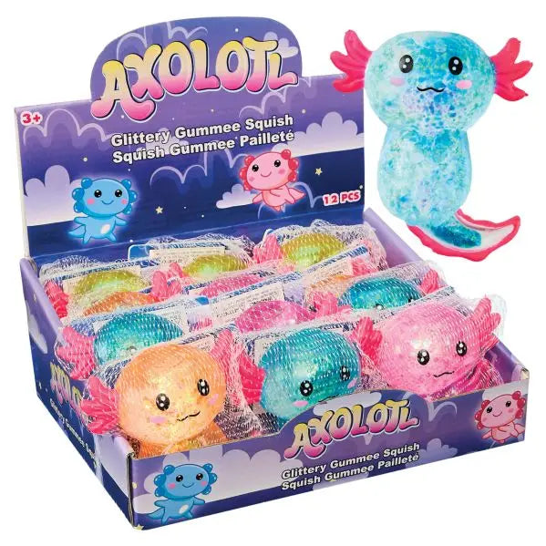 Hardee Toys > Fidget Toys Hardee:Axolotl Glitter Gummee Squish 064049356351 NV3635