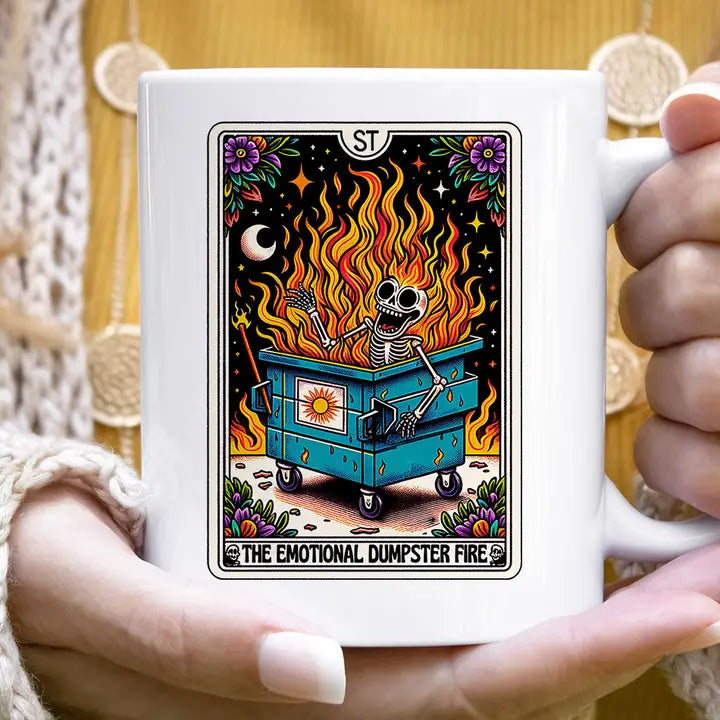 House of Rodan Home > Drinkware > Mugs Emotional Dumpster Fire - Funny Tarot Coffee Mug 40549551221404 40549551221404