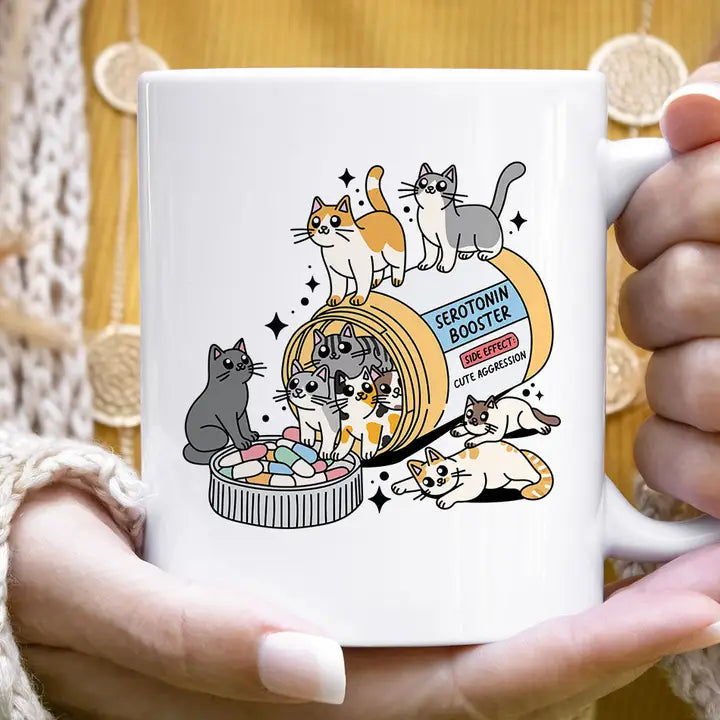 House of Rodan Home > Drinkware > Mugs Serotonin Booster Cats - Cat Mental Health Coffee Mug 40549551655804 40549551655804