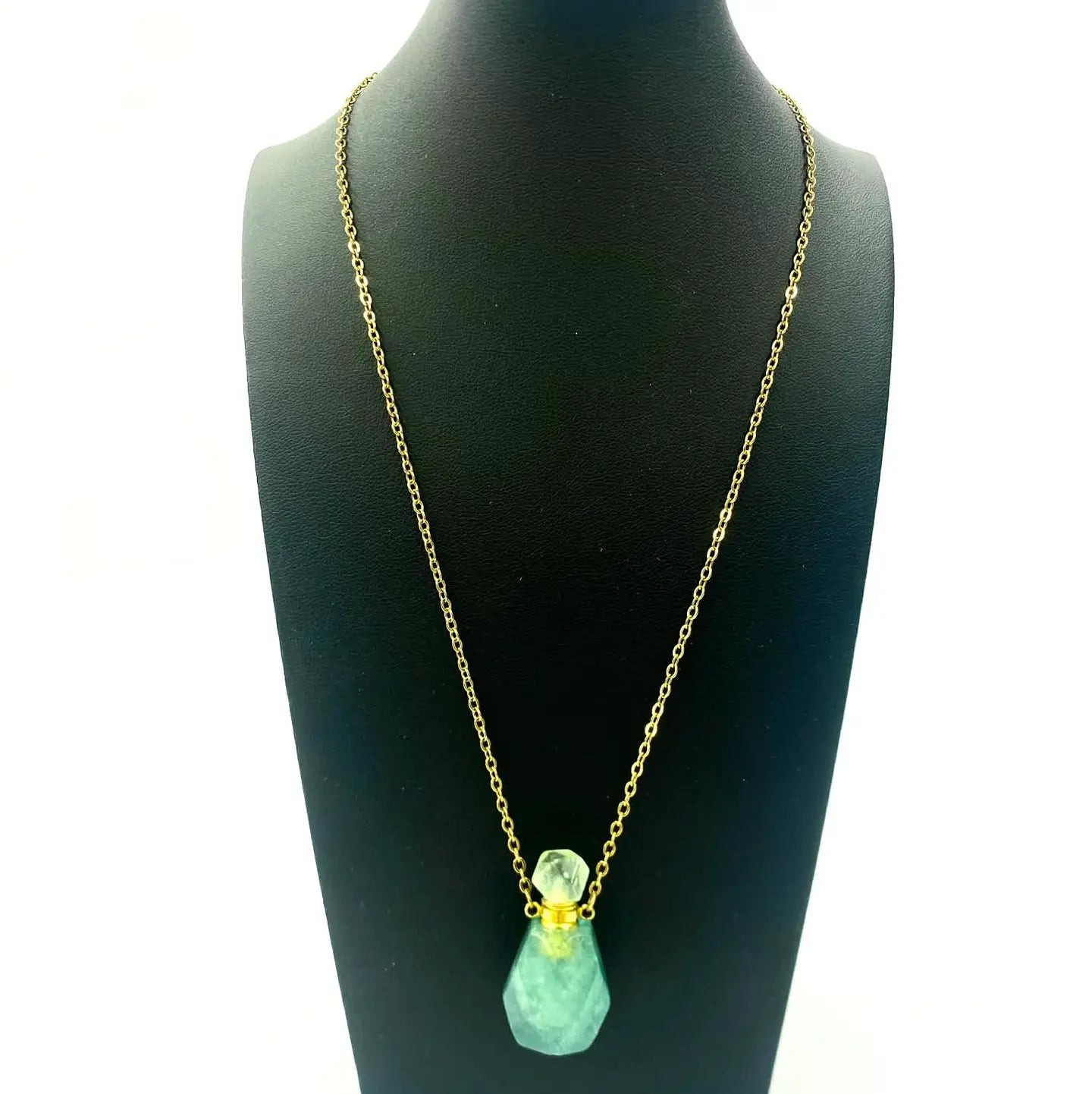 Hymgho Premium Dice Apparel Gemstone Potion Bottle Necklace - Green Fluorite HY00597 HY00597