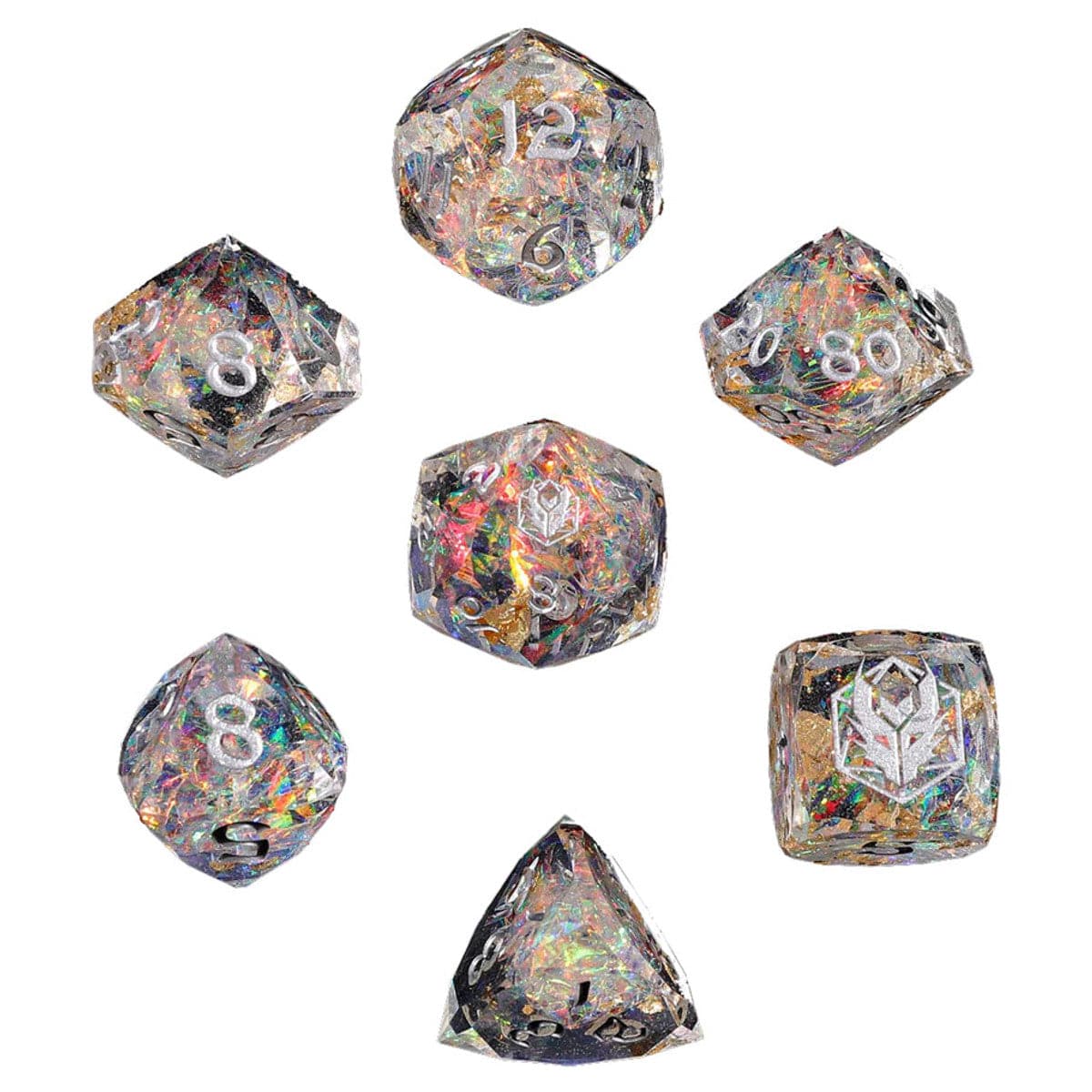 Hymgho Premium Dice Dice 7-Set Captured Magic Luster Cut Resin: Crystal BRR110 HYOBRR110
