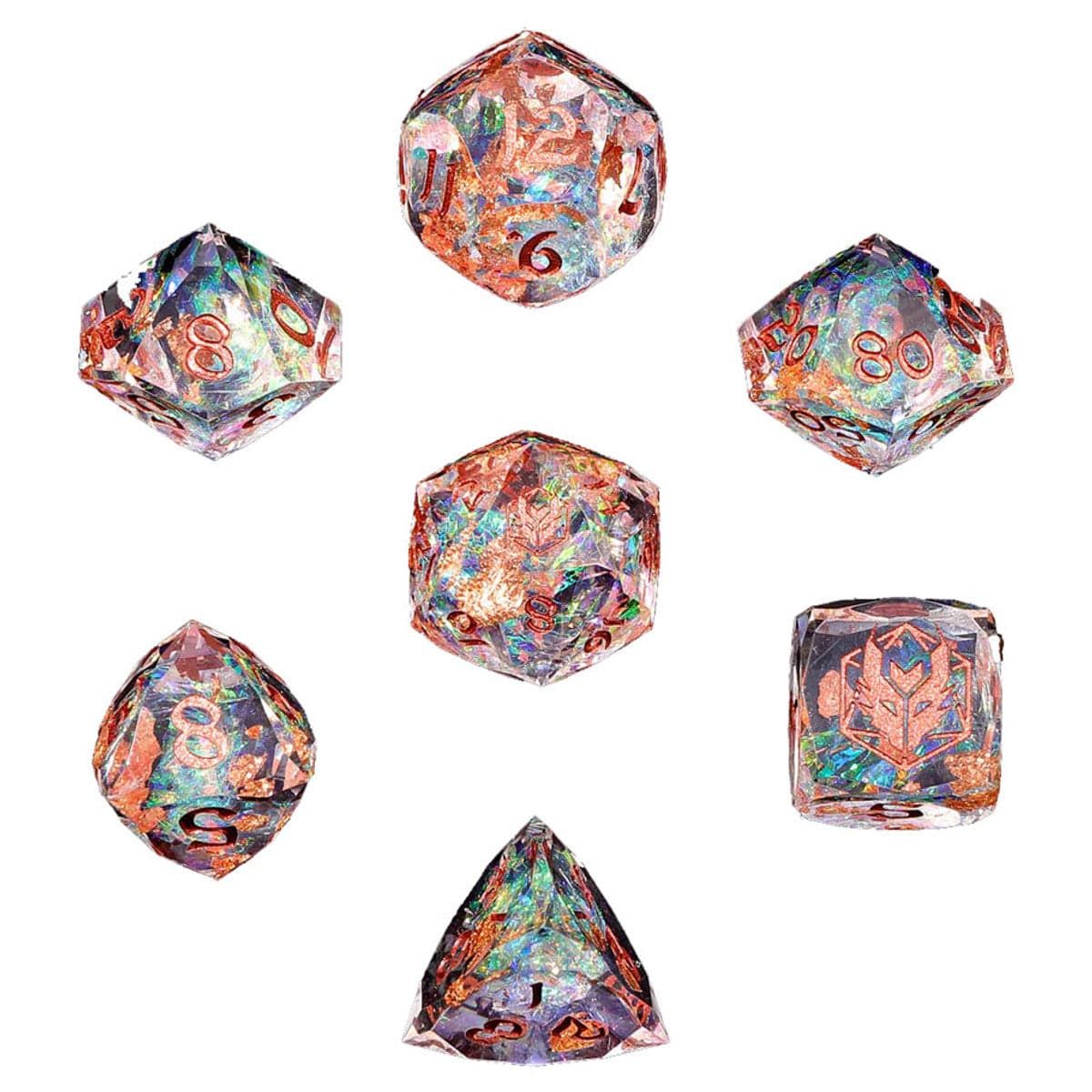 Hymgho Premium Dice Dice 7-Set Captured Magic Luster Cut Resin: Opal BRR106 HYOBRR106